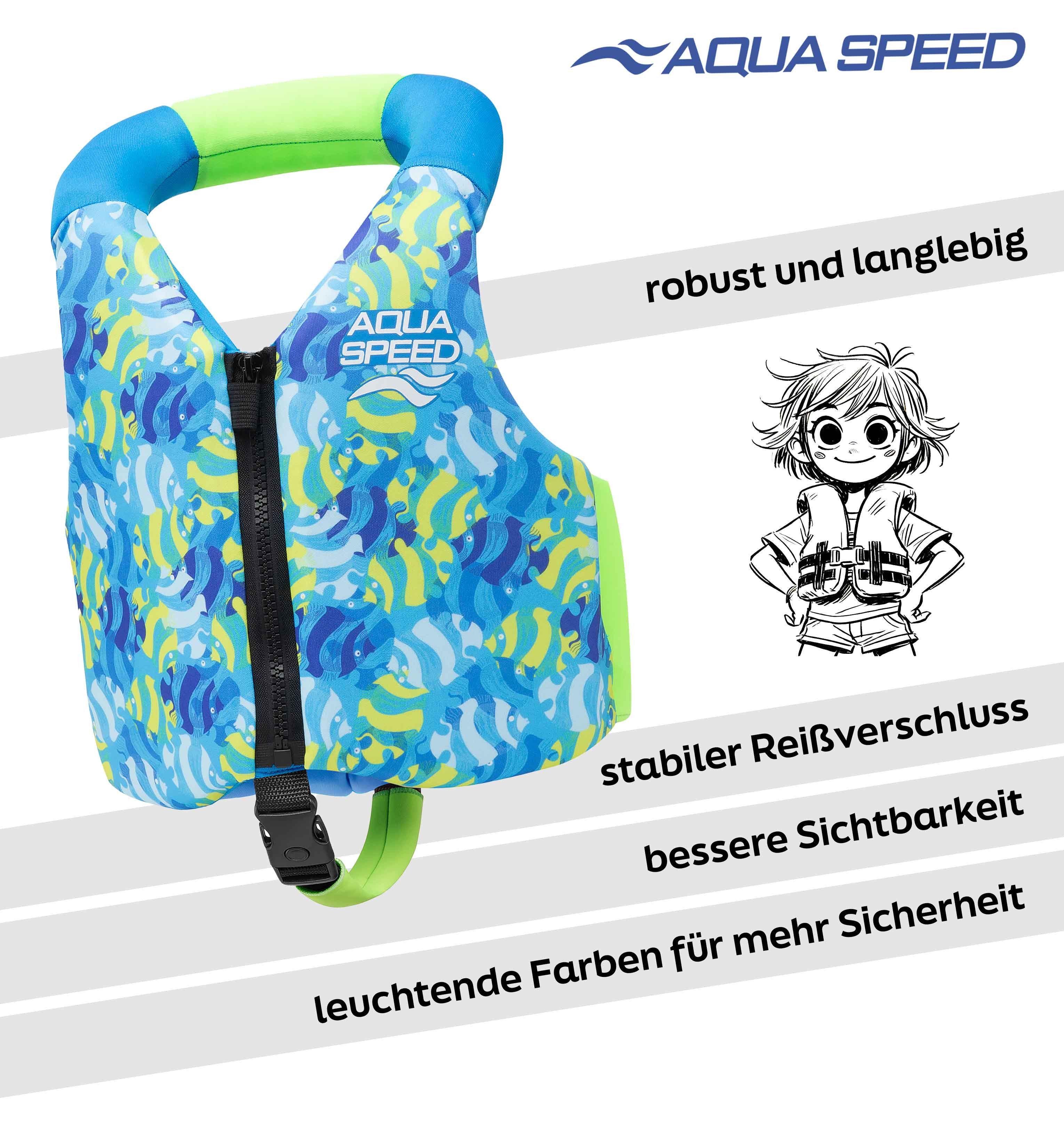 Aqua Speed Auftriebskörper Flytekraft Schwimmweste für Kinder 15-19 kg Ocean Wave (Sicheres Schwimmenlernen mit sanftem Auftrieb & hohem Tragekomfort), Perfekte – Bild 4 von 5
