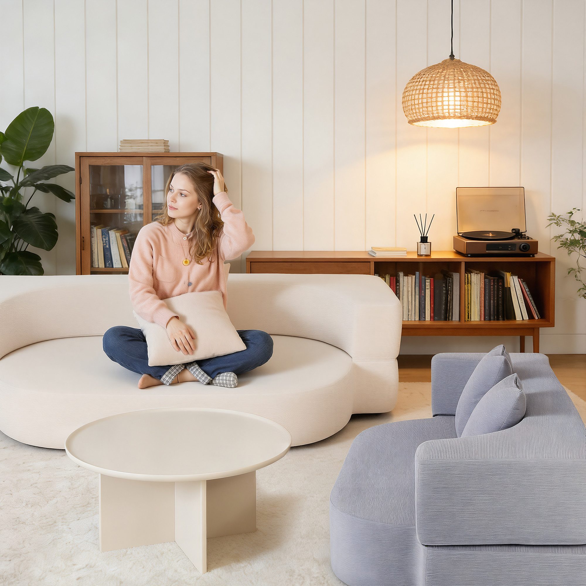 oyajia Schlafsofa Klappbares Knochenloses Schlafsofa mit 2 Kissen,193x81x49CM, 1 Teile, Bodensofa Bed mit Pillow Back Support Armrest - Schlafsofa Klappbar – Bild 4 von 5