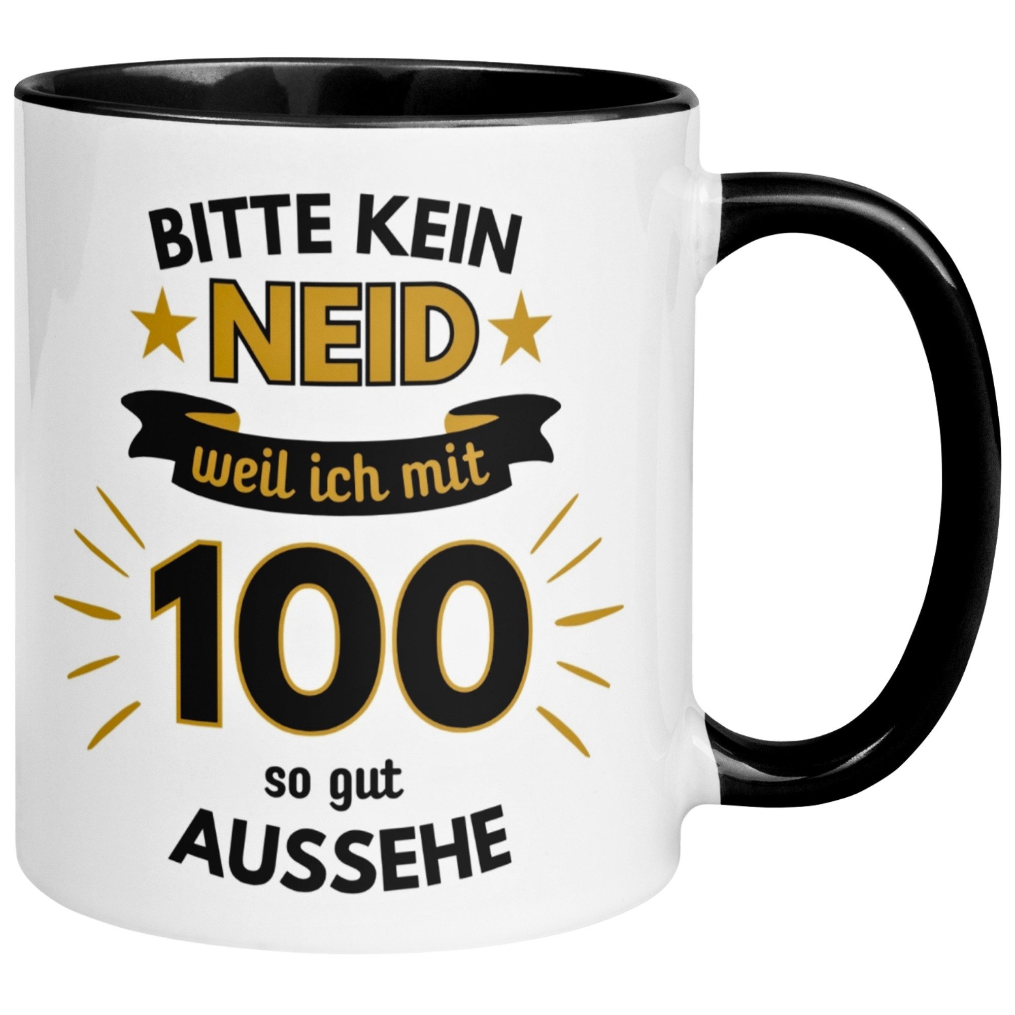 Momentals Tasse Geburtstag Geschenk Mann 100 – „Bitte kein Neid“ – Geburtstagsgeschenk, Gratis Versand · Links-&Rechtshänder · Spülmaschinenfest