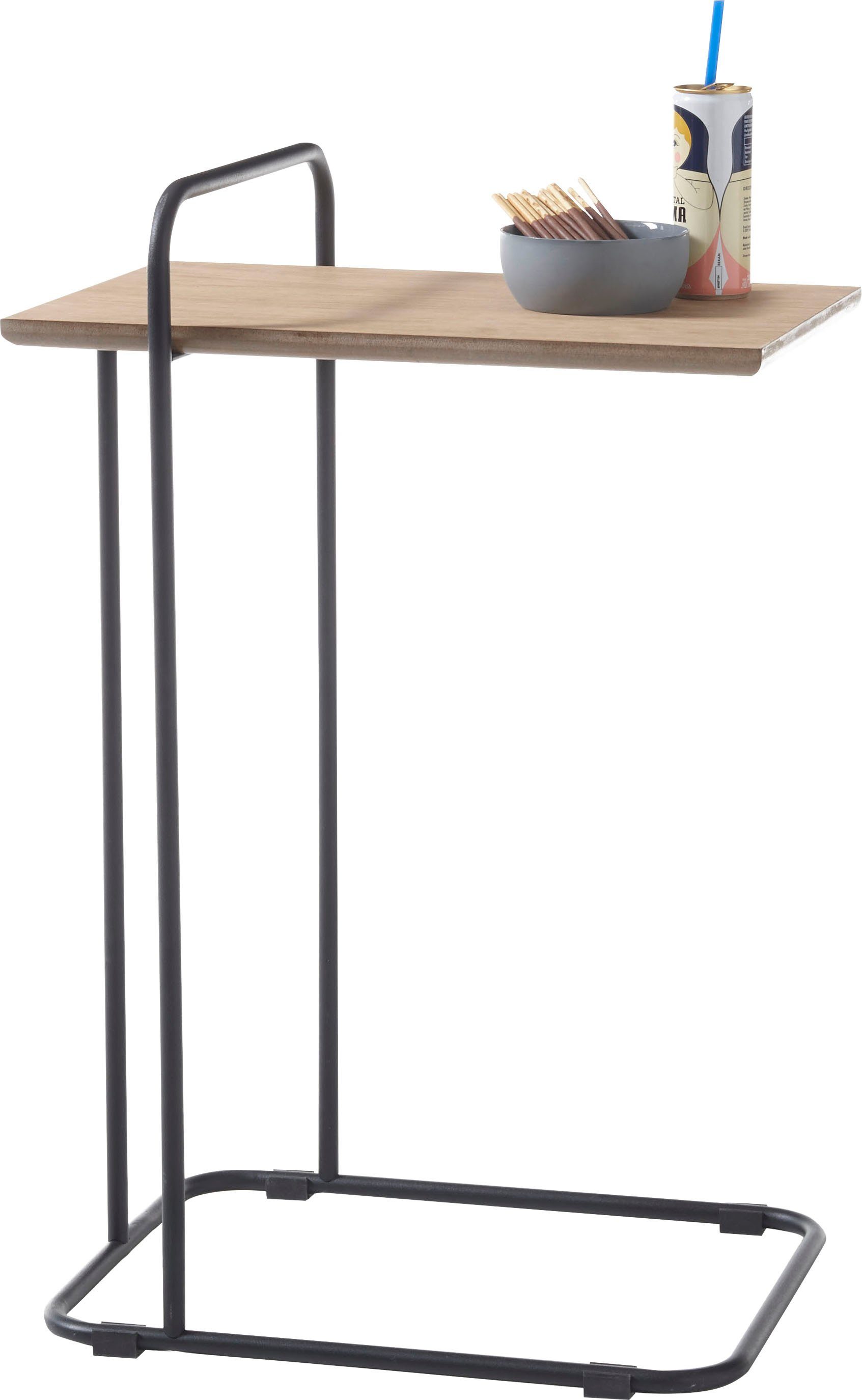 Beistelltisch Eiche Tisch furniert, furniture Gestell Schwarz Eusta, MCA