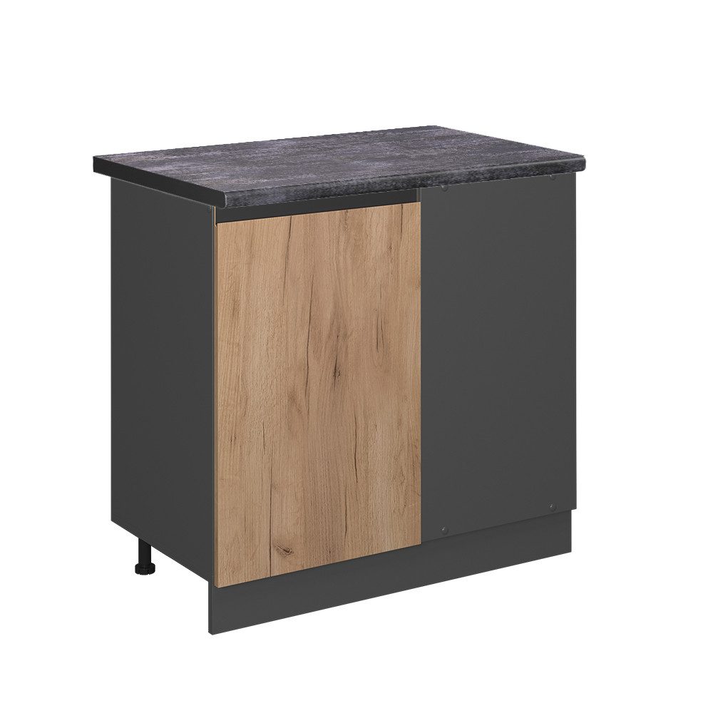 Vicco Eckunterschrank R-Line Goldkraft Eiche/Anthrazit 86 cm AP Anthrazit günstig online kaufen