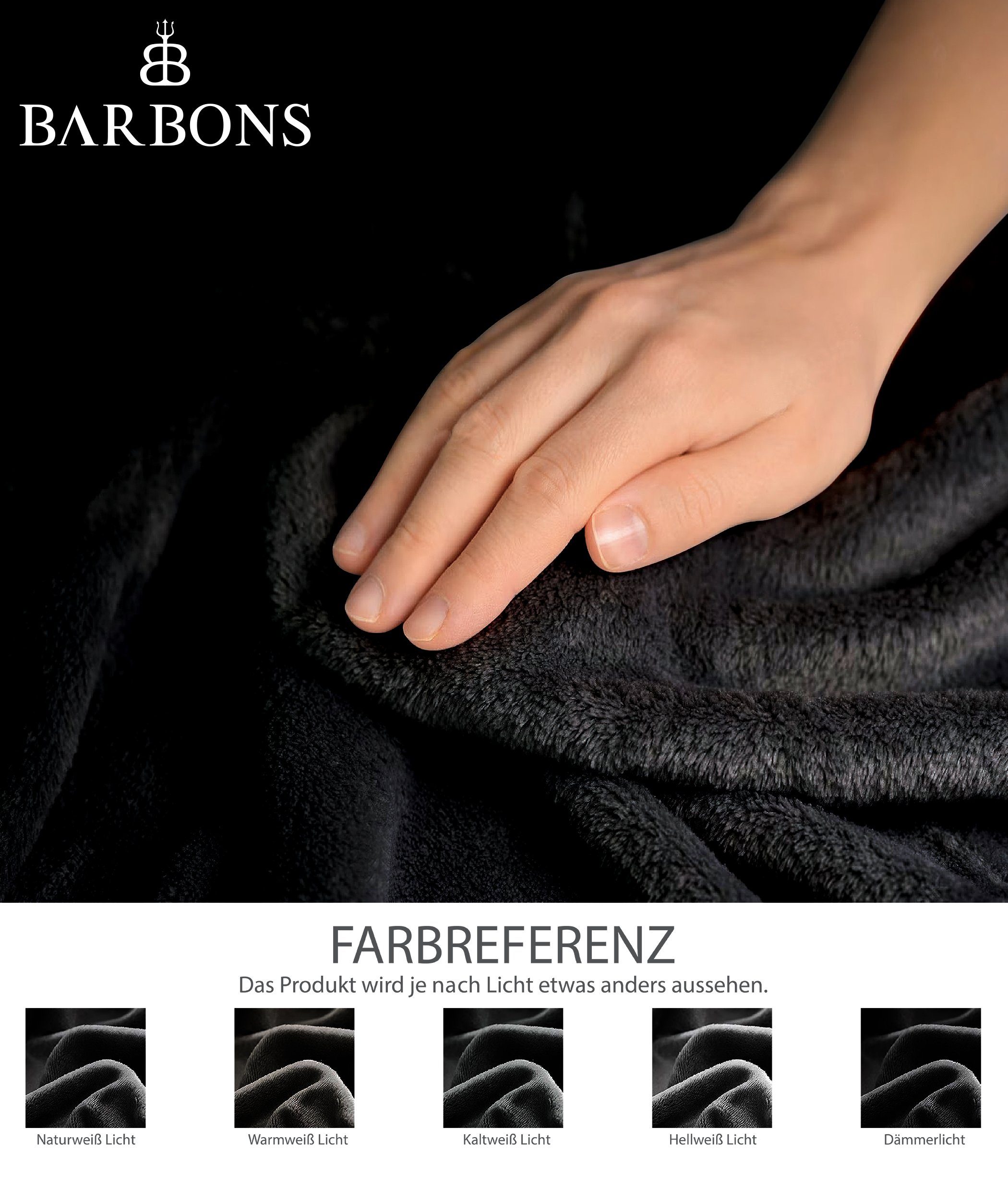 weiche Überwurfdecke, BARBONS Sofa Flauschige Fleecedecke, Wohndecke Kuscheldecke, Schwarz