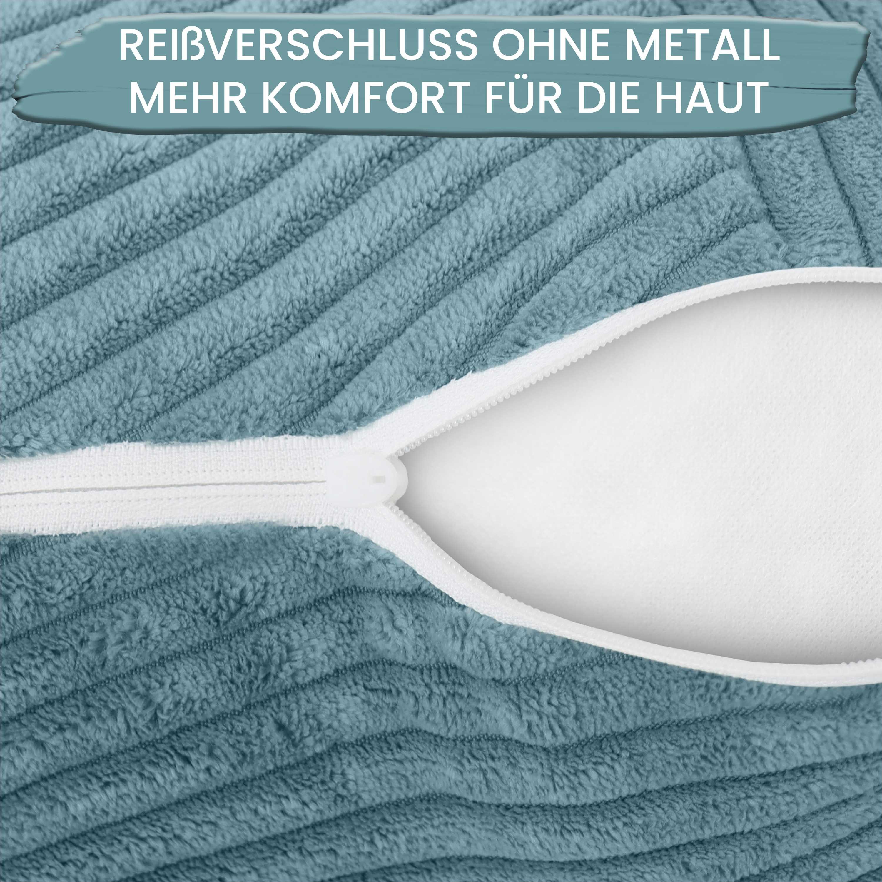 Amilian Dekokissen Sofakissen 40x40 2er Set mit Füllung und Bezug - Cord-Optik, Reißverschluss, formstabil, 2 Stück