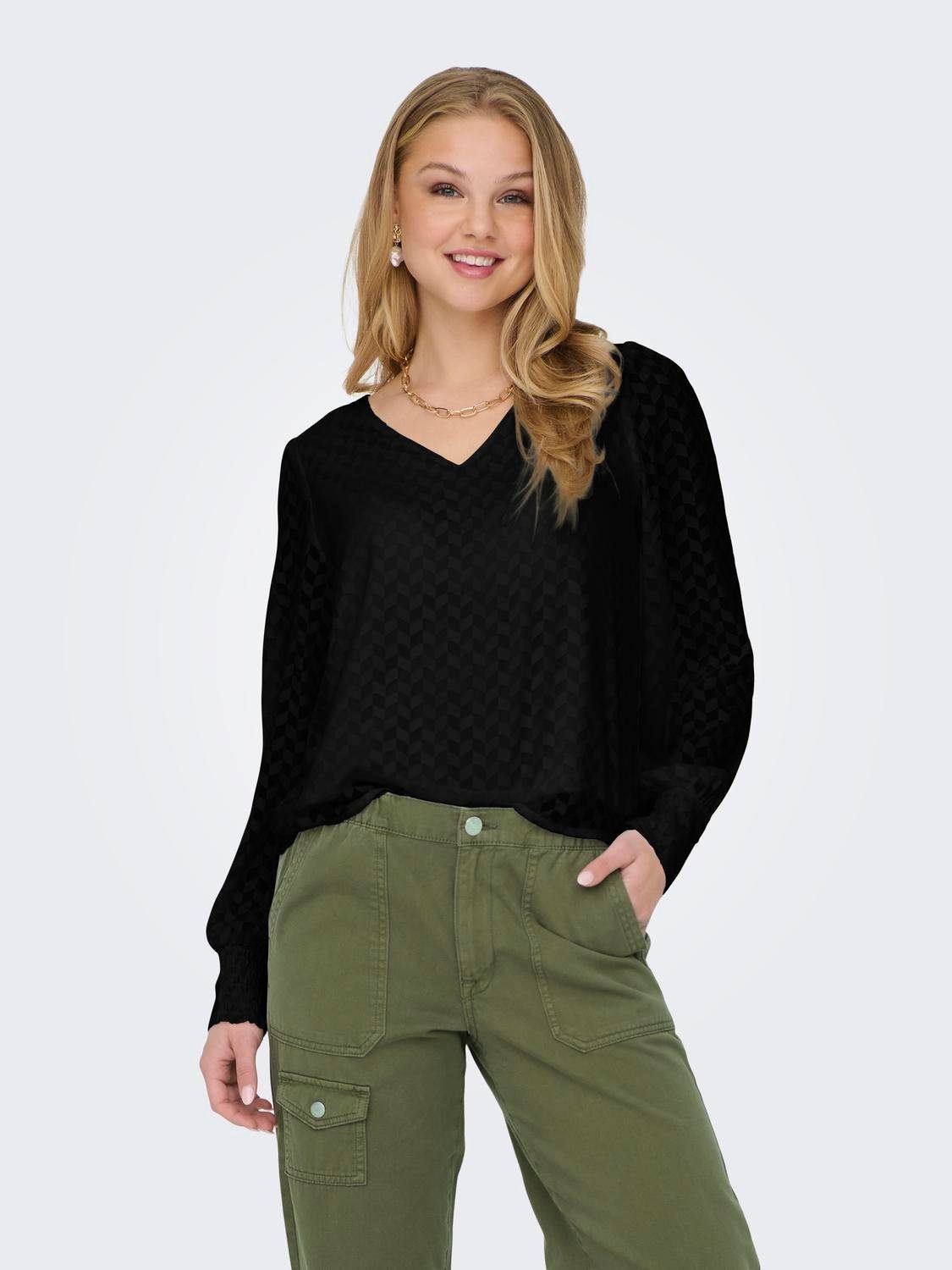 ONLY Blusenshirt ONLEMMERY LS V-NECK TOP günstig online kaufen