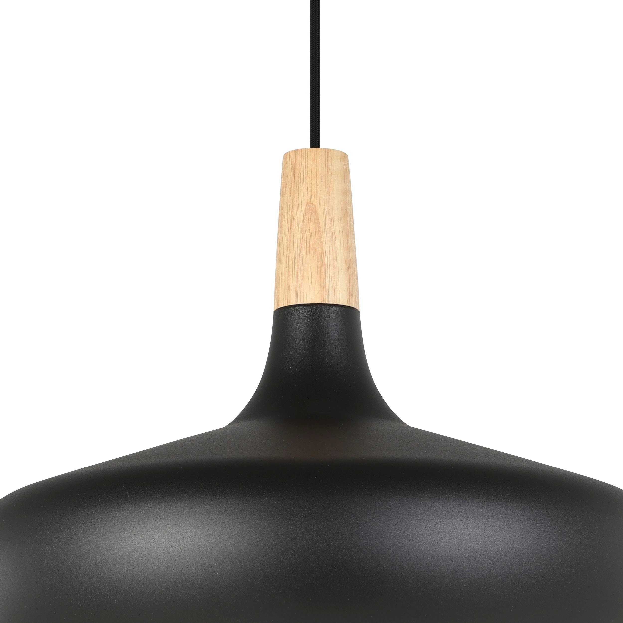EGLO Hängeleuchte SABINAR, Leuchtmittel wechselbar, ohne Leuchtmittel, Hängeleuchte in schwarz und braun aus Stahl, Holz - exkl. E27 - 40W