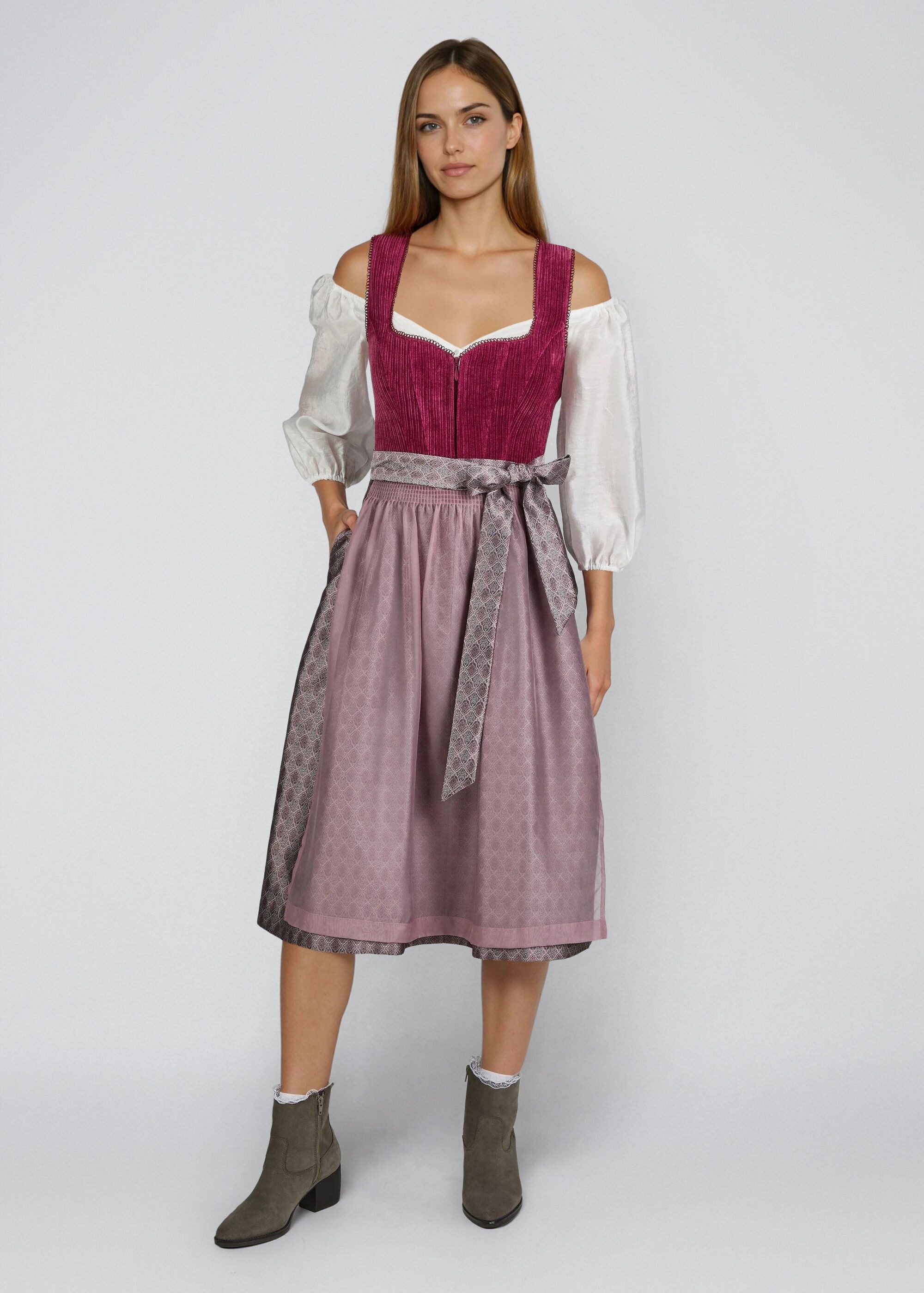 Spieth & Wensky Dirndl Hildor (1-tlg) samtiges Cordoberteil
