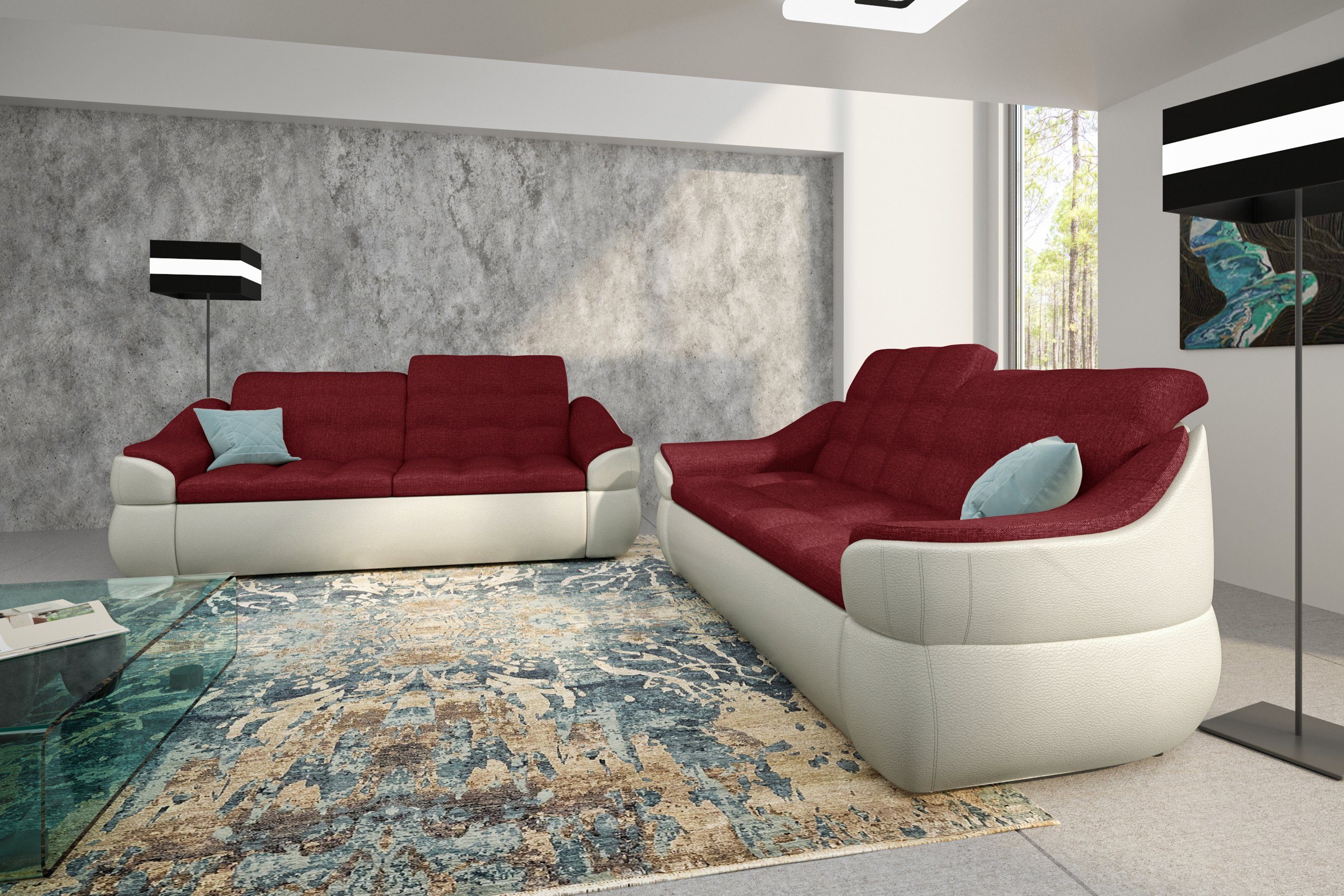 Stylefy bestehend Europa made (2-tlg), (Set Design, aus in Polstergarnitur Alisa, Sofa, 2x2-Sitzer Modern