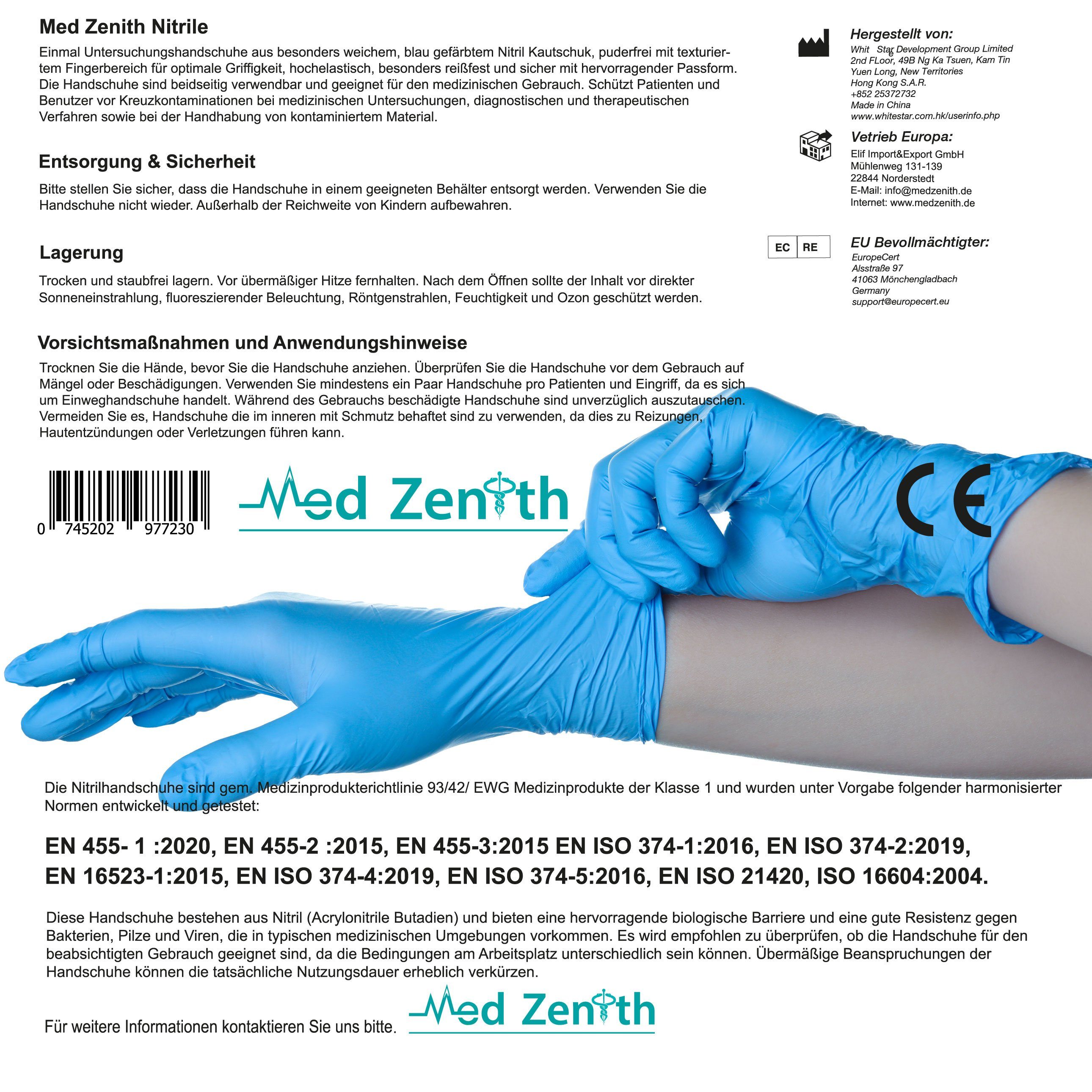 M-L Größe Zenith Medical Nitril-Handschuhe Einmalhandschuhe Stück, Med Gummihandschuhe) (1000