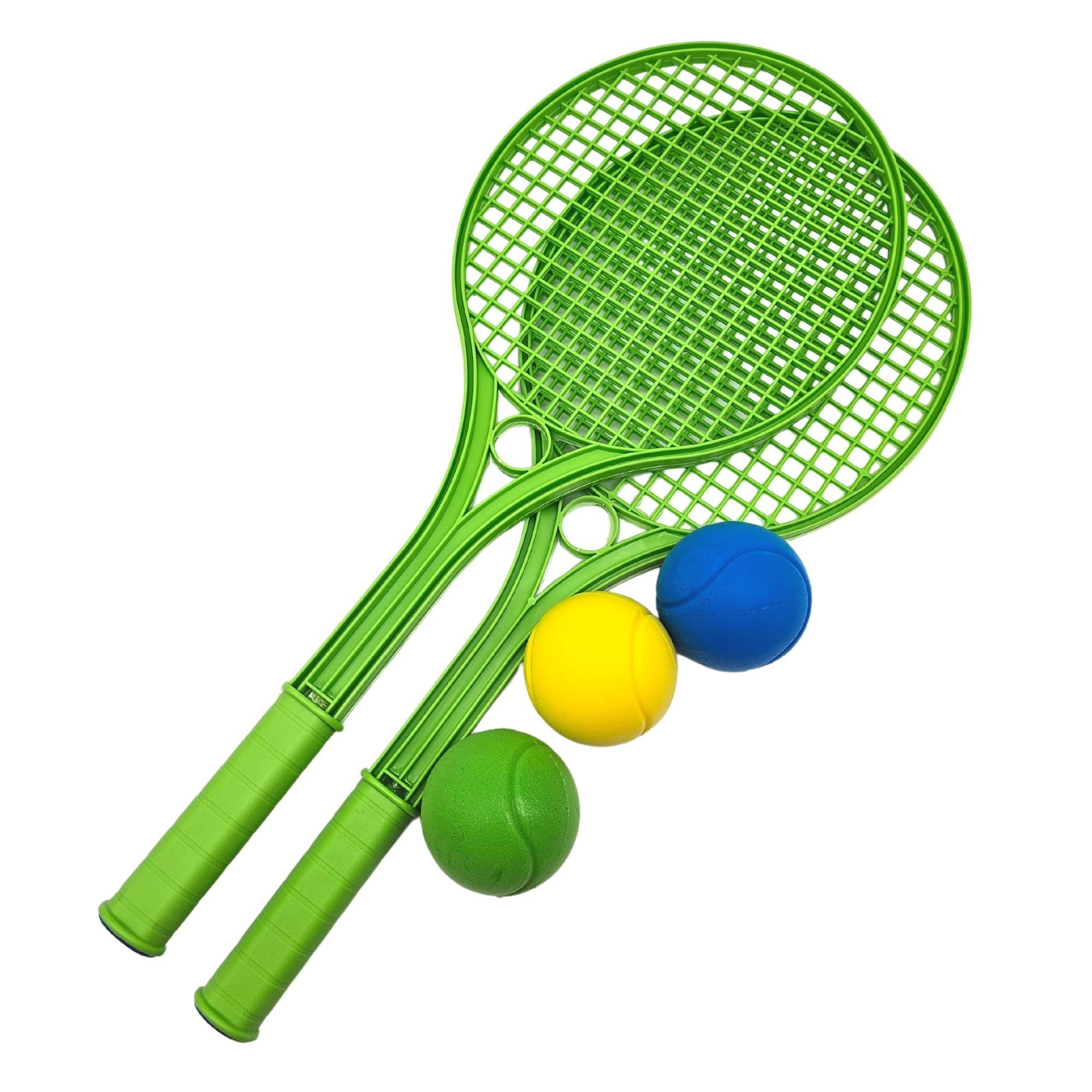 alldoro Tennisschläger 63110, Softball-Tennis für Kinder, 2 grüne Schläger + 3 Softbälle
