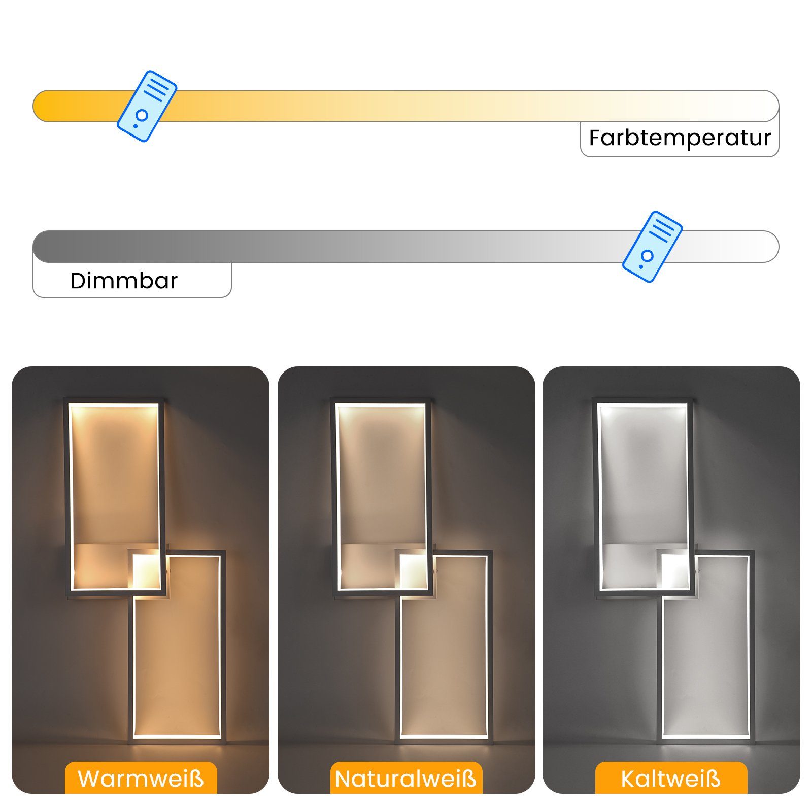 Wohnzimmerlampe integriert, LED LED Dimmbar, fest Deckenleuchte Modern, Fernbedienung aus ZMH Metall dimmbar weiß Mit Fernbedienung mit