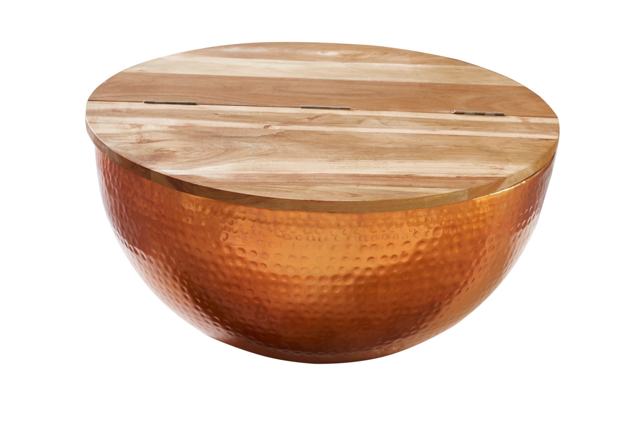 Licht-Erlebnisse Couchtisch SIENA, Handarbeit aus Akazienholz Metall Natur Kupfer 60 x 60 x 30 cm (LxBxH)