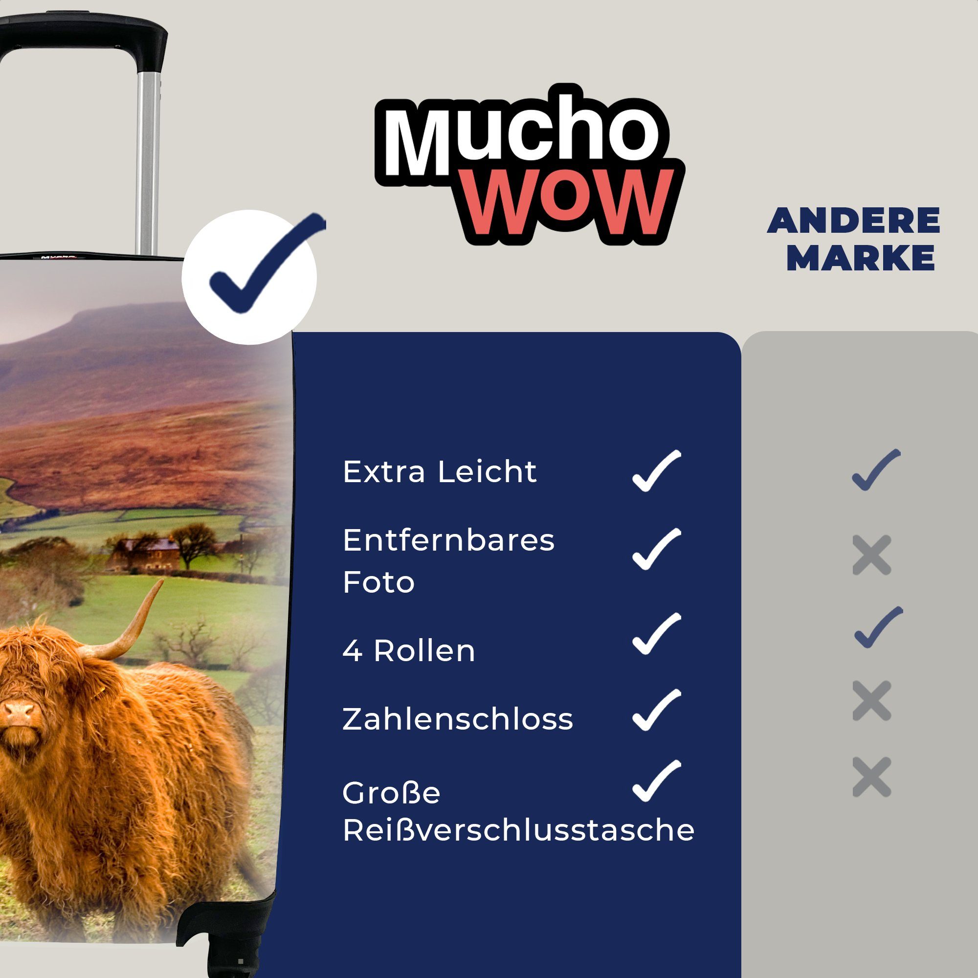 Highlander - Herbst, Reisetasche Handgepäckkoffer Schottischer Handgepäck rollen, für Ferien, mit Berg MuchoWow Reisekoffer 4 - Rollen, Trolley,