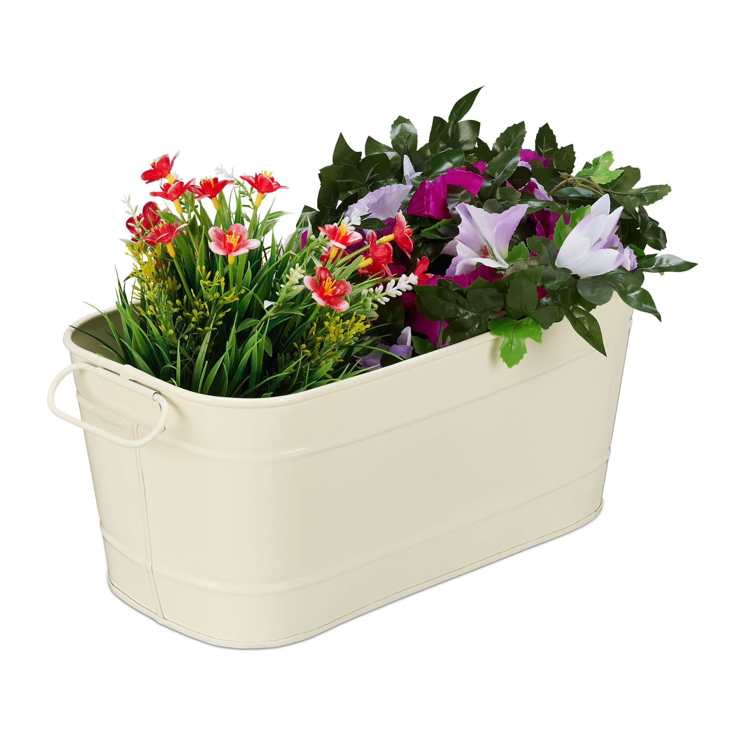 relaxdays Blumenkasten Metall, Creme günstig online kaufen