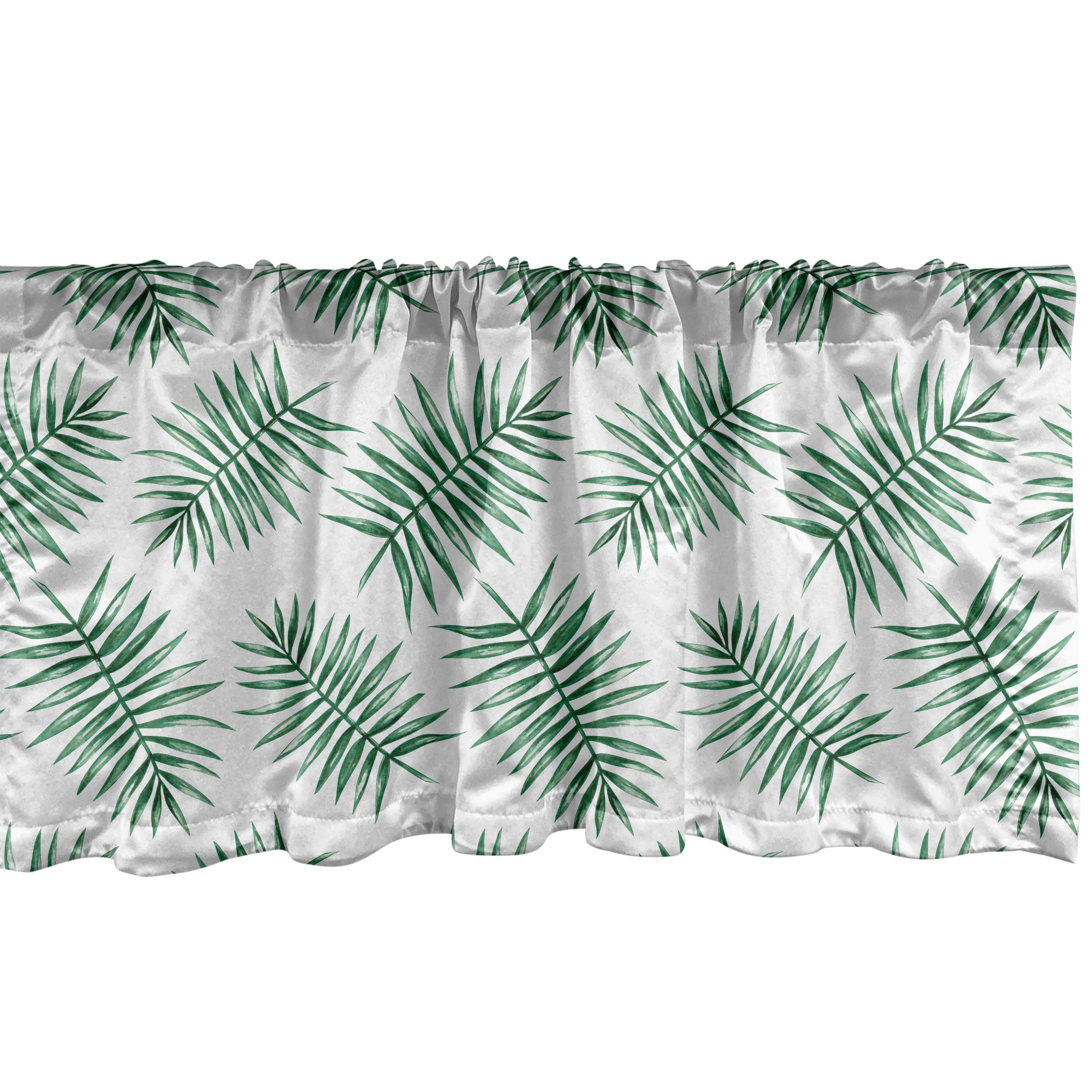 Scheibengardine Vorhang Volant für Küche Schlafzimmer Dekor mit Stangentasche, Abakuhaus, Microfaser, Grün Aquarell Tropical Palm