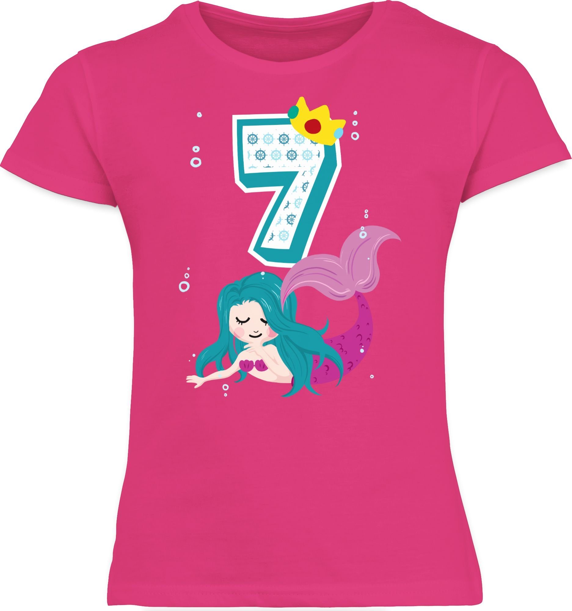 Meerjungfrau Shirtracer Geburtstag 1 Siebter 7. Fuchsia T-Shirt