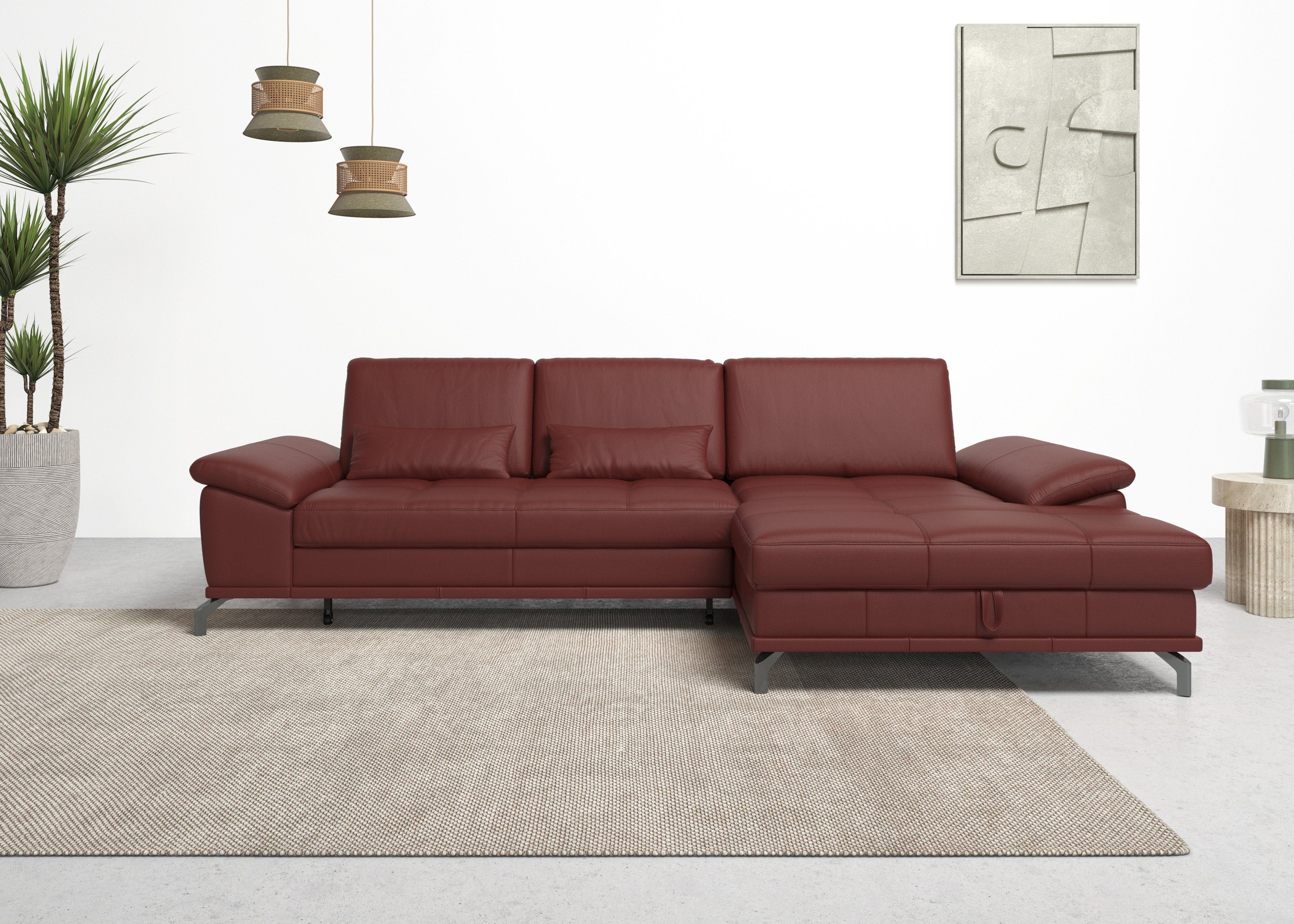 OTTO home Ecksofa Costello L-Form, B: 301 cm mit Sitztiefen-, Armteilverstellung &, 3 Nierenkissen, optional Bettfunktion & Bettkasten