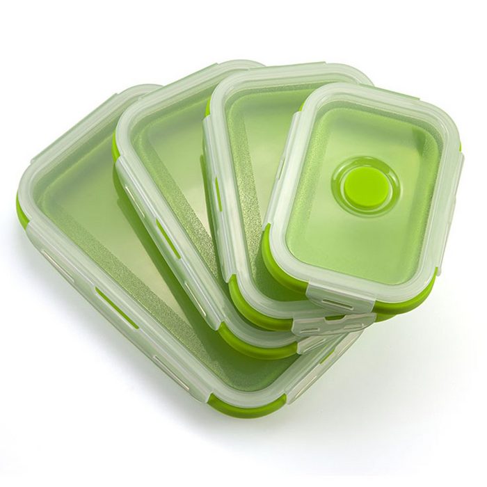 Mmgoqqt Frischhaltedose Zusammenklappbarer Aufbewahrungsbehälter aus Silikon mit Deckel tragbarer Bento-Box zum Platzsparen Mikrowelle Geschirrspüler und Gefrierschrank 4er-Set