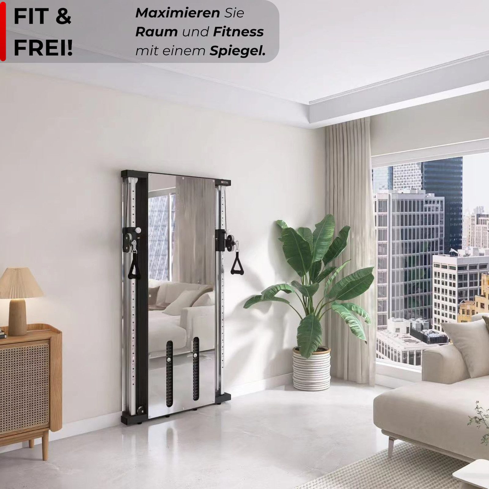 AsVIVA Kraftstation MG9 Kabelzug-Wandmontage für effektives Ganzkörpertraining für Zuhause, (1-tlg), Ultra slim 16,5 cm, 100 kg Widerstand, Duale Trainingsmöglichkeit