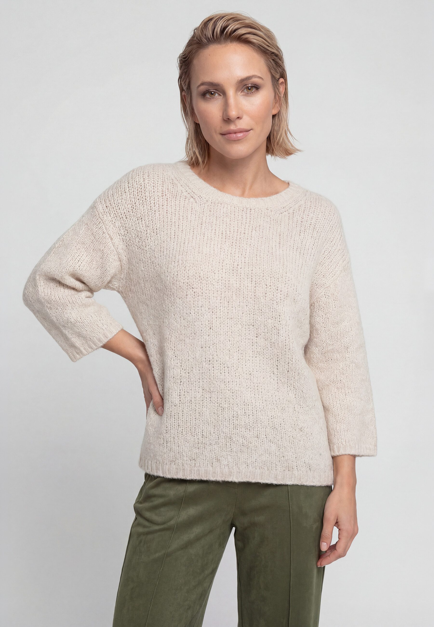 Olsen Strickpullover Pullover mit 3/4-Ärmeln