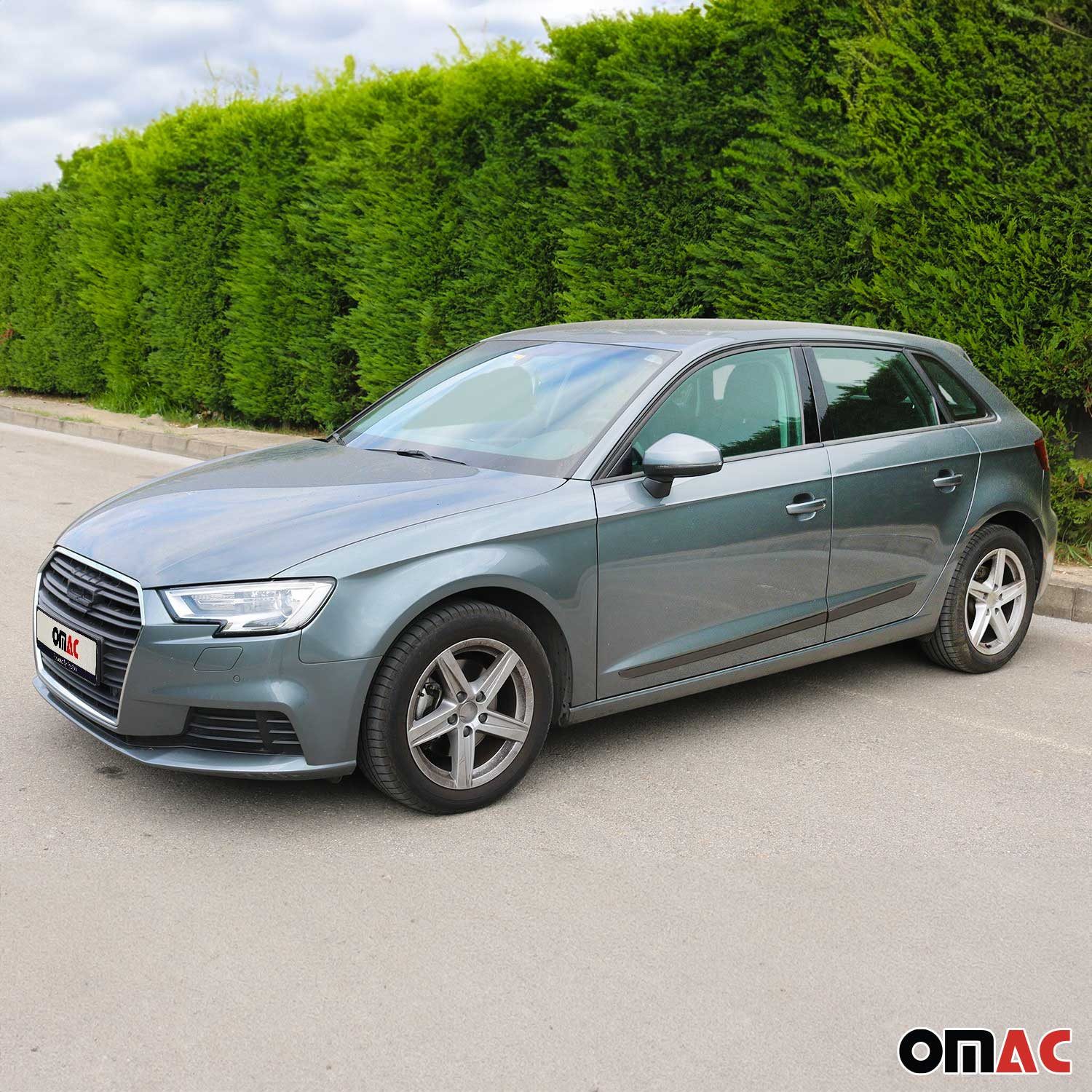 OMAC Zierleisten-Aufkleber Seitentürleiste Seitenschutzn Türschutz 4x Dark Chrom Edelstahl, Langlebig,Einfache Reinigung,Einfache Installation,Rostbeständig