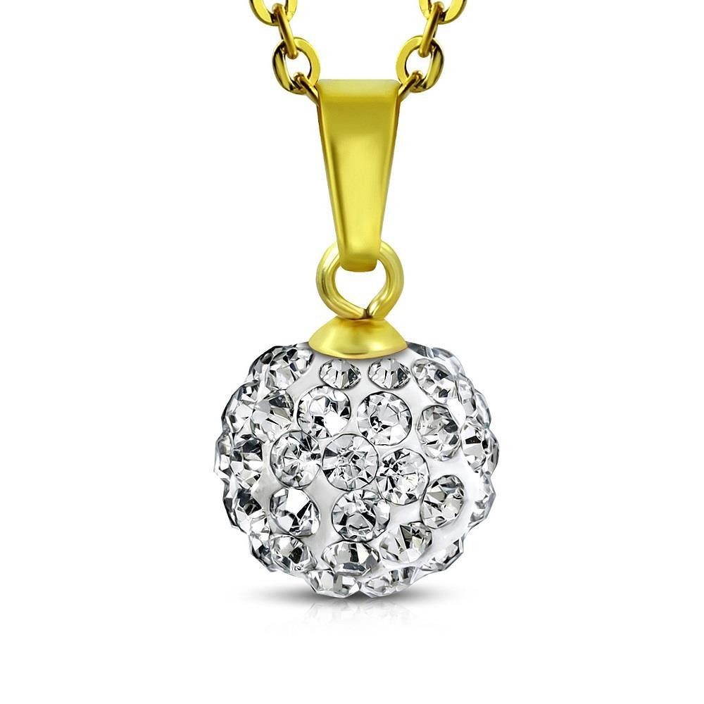 BUNGSA Ketten-Set klarer Kristall - Kette mit Ferido Kristall Gold aus Edelstahl Damen (1-tlg), Halskette Necklace