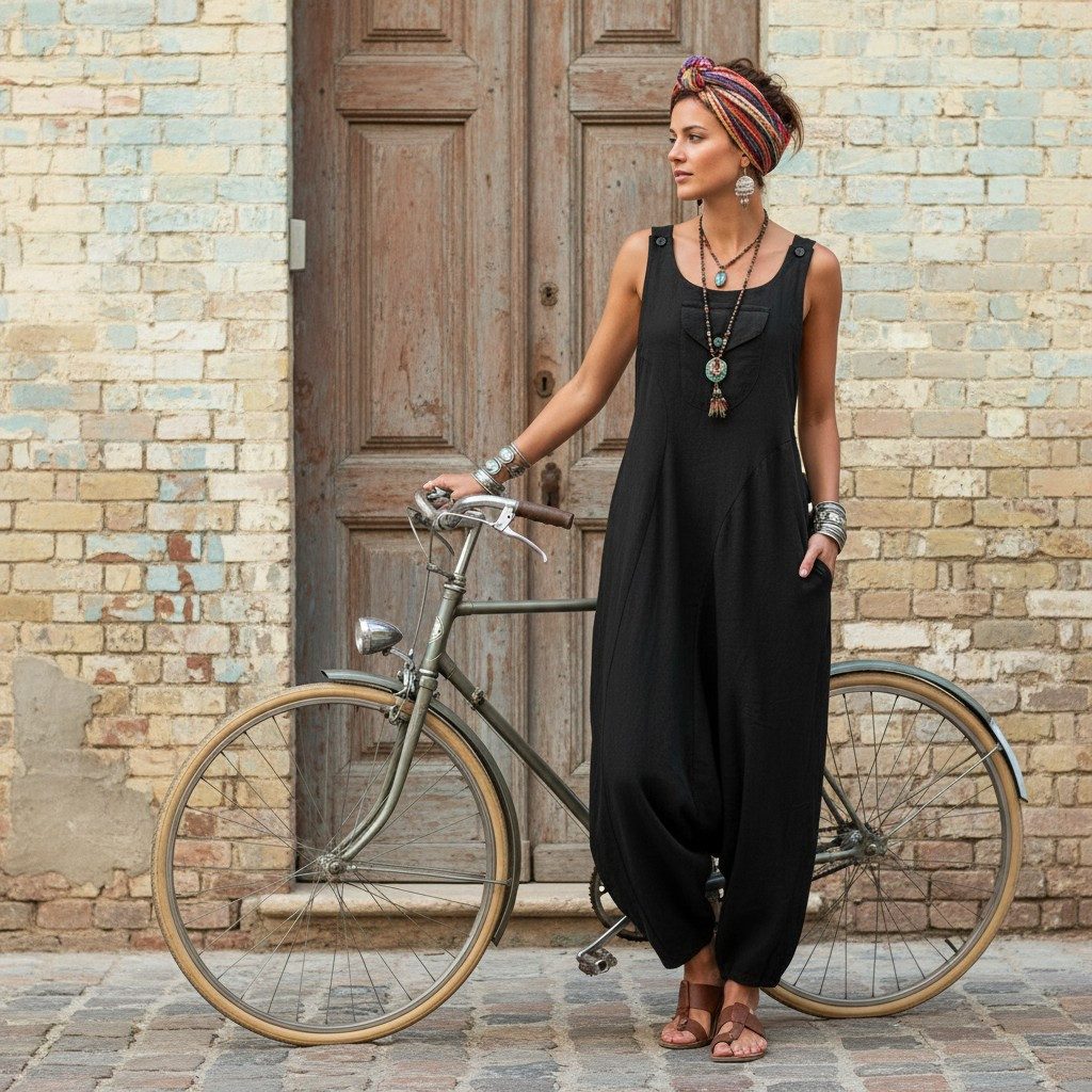 Guru-Shop Relaxhose Natürliche Boho Latzhose, Overall, luftiger.. Ethno Sty günstig online kaufen