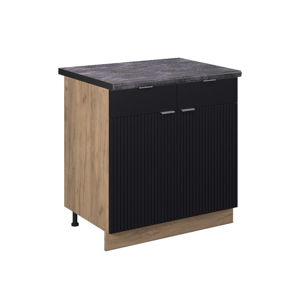 Vicco Unterschrank Fame-Line, Schwarz gestreift/Goldkraft Eiche, günstig online kaufen