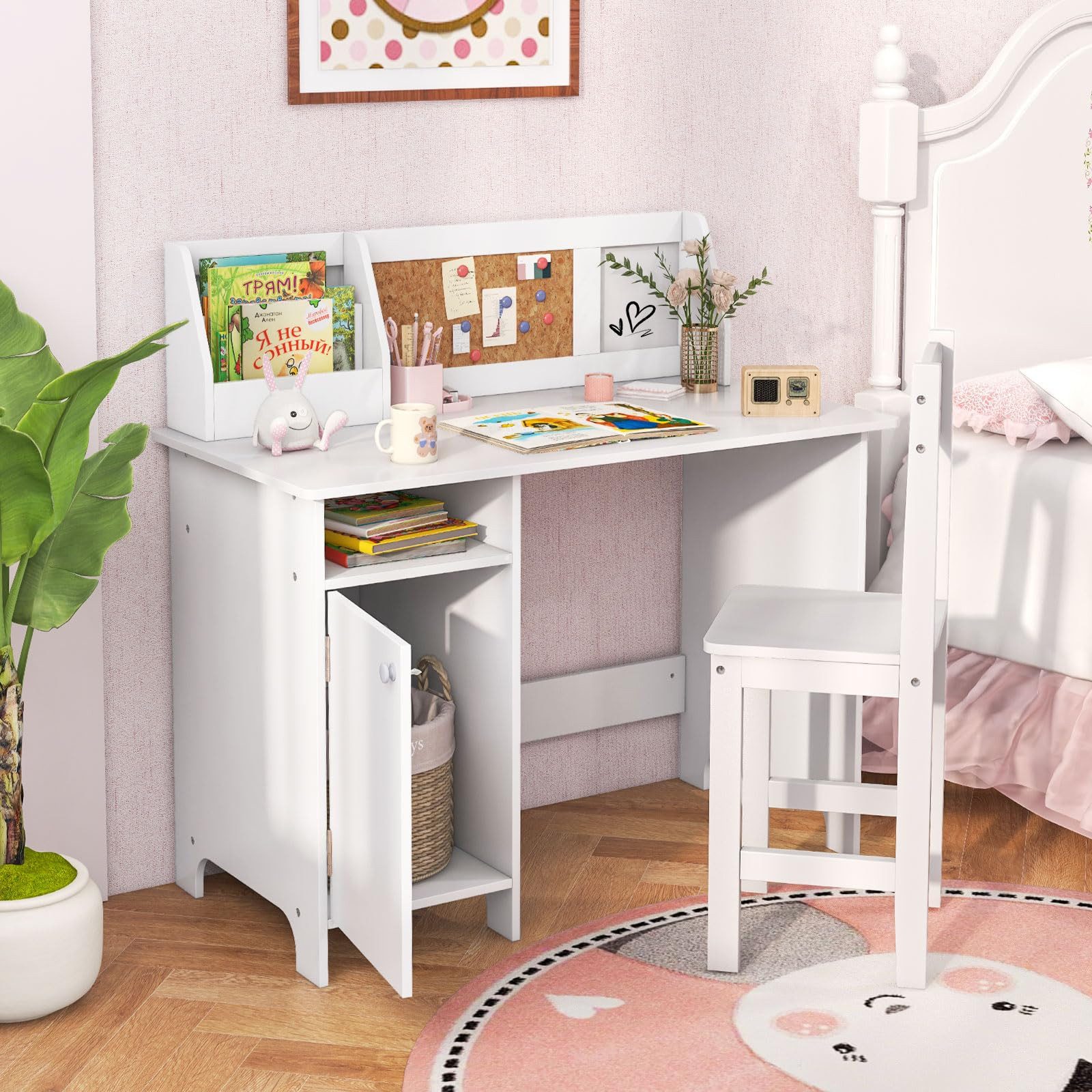 COSTWAY Kinderschreibtisch mit Stuhl Set, Holz, günstig online kaufen