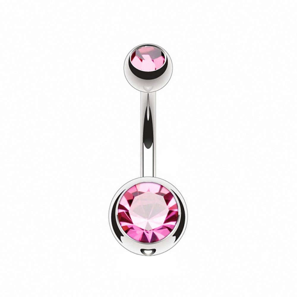 Taffstyle Bauchnabelpiercing Bauchnabelpiercing Titan G23 Kristall Banane Schmuck Stecker Damen (Gebogenes Bauchnabelpiercing aus Titan G23 mit funkelnden Kristallen), Banane Stecker Silber Piercing Schmuck Stecker