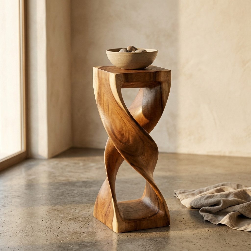 Kinaree Beistelltisch Suar Holz Beistelltisch DOUBLE TWIST, Akazie Massivholz, Naturprodukt, Handgefertigt, Unikate