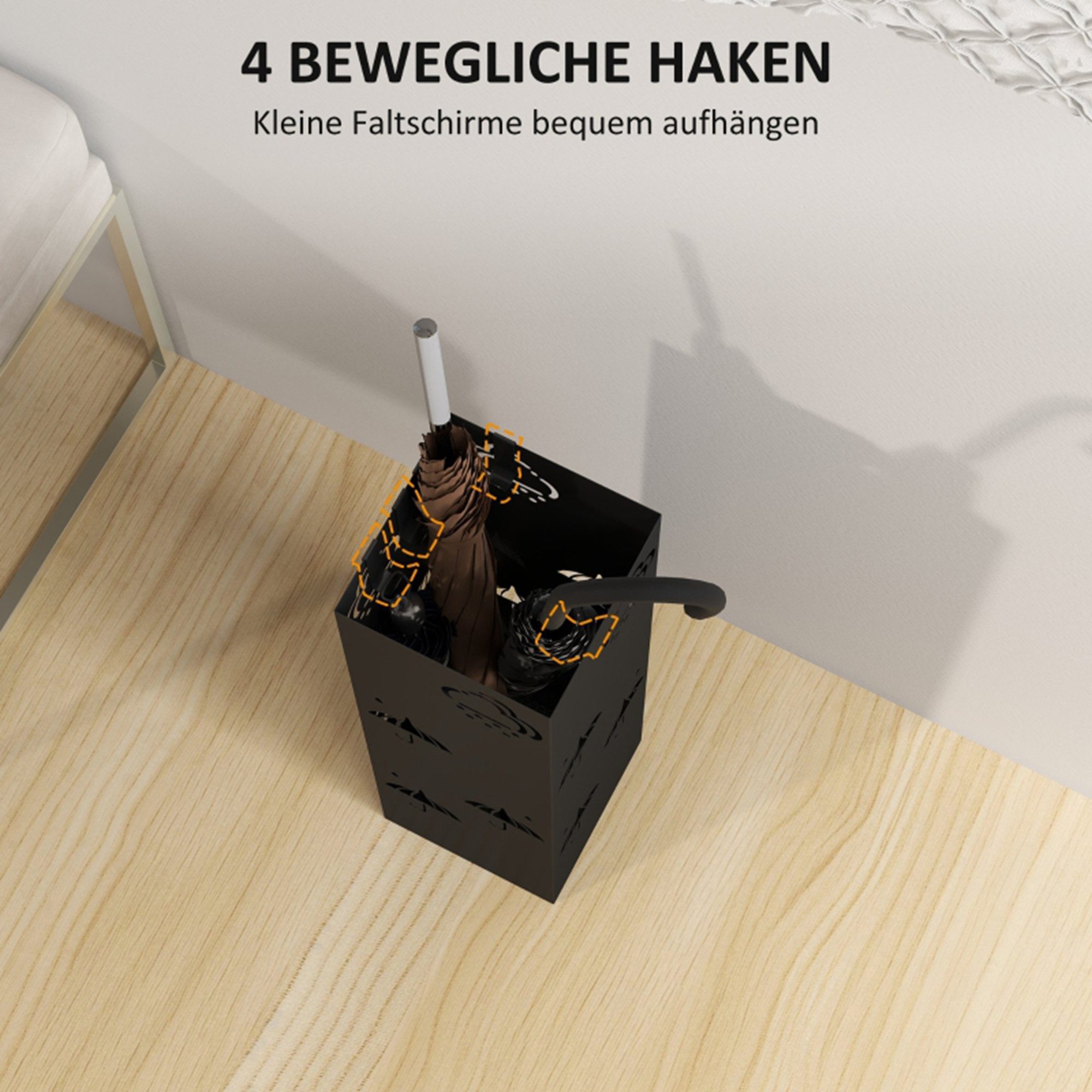MC Star Schirmständer Regenschirmhalter mit 4 Haken, abnehmbare Wasserauffa günstig online kaufen