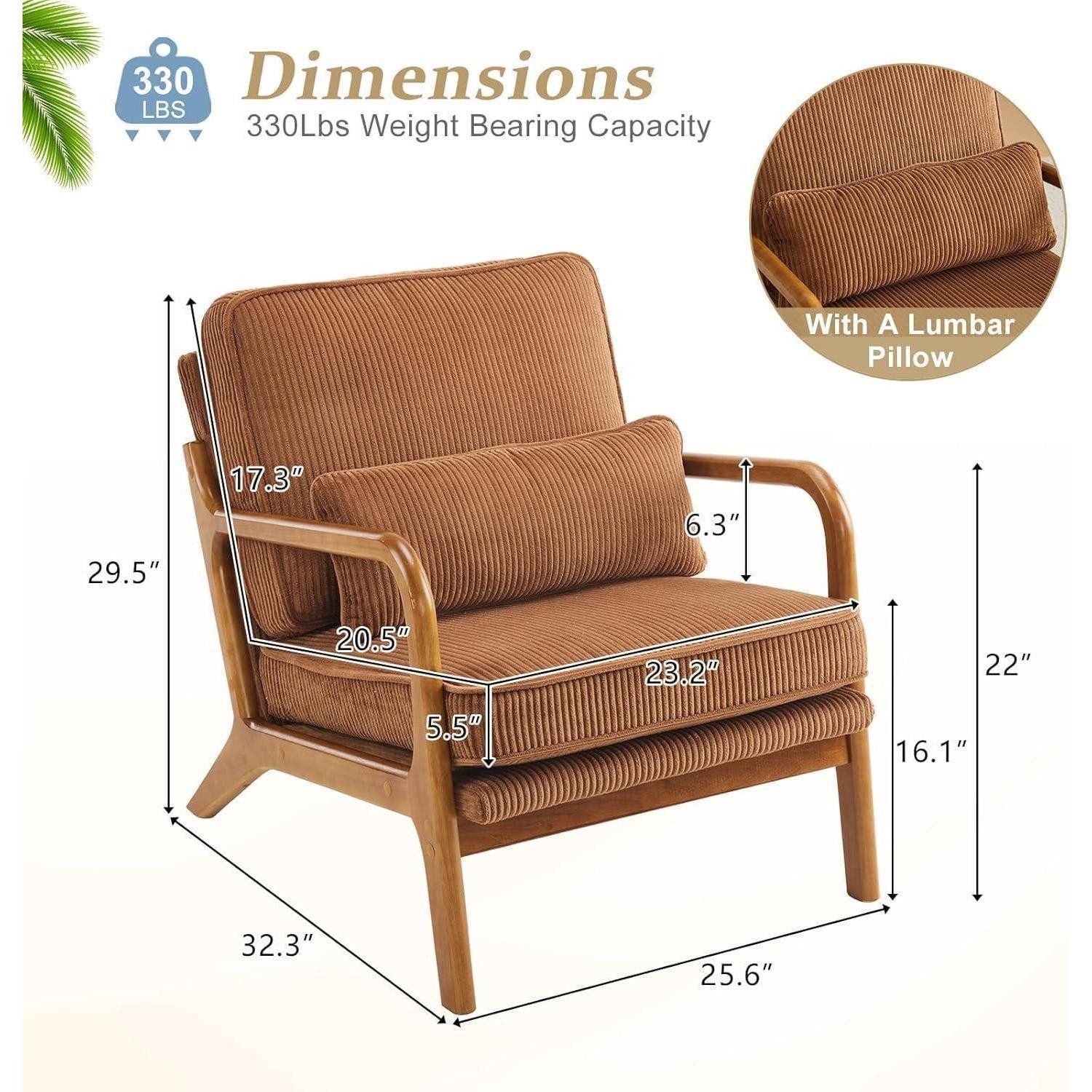 LuxusKollektion Cocktailsessel Sessel Cocktailsessel Ohrensessel Massivholz Cordstoff Braun