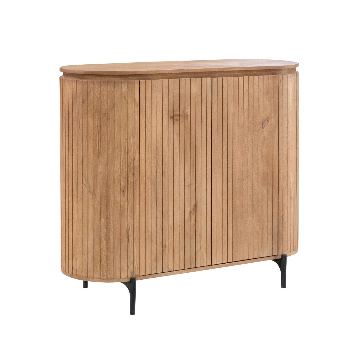 Villa Möbel Sideboard Helena (Packung, 1 St., 1 St. Kommode), Massives Mangoholz mit Lamellenfront und stabilen Metallfüßen