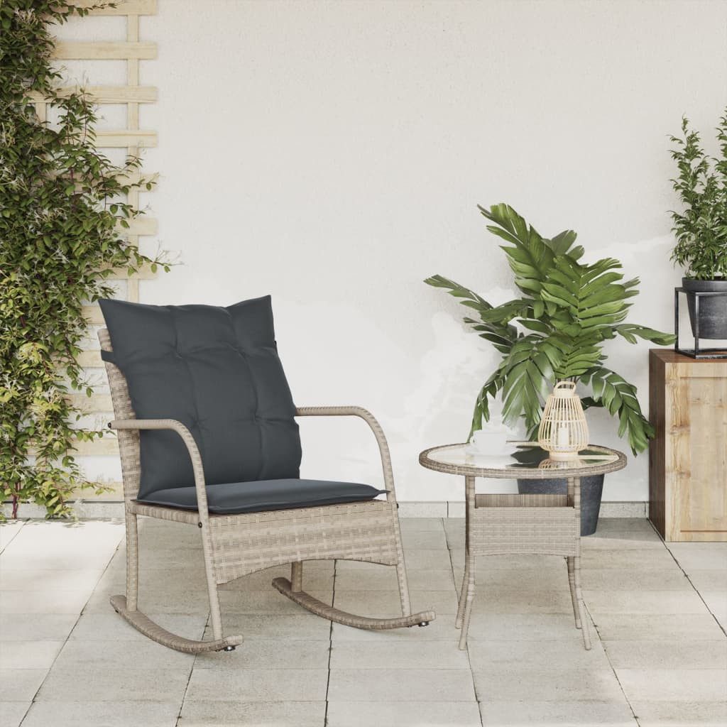 vidaXL Gartenstuhl Garten-Schaukelstuhl mit Kissen Hellgrau günstig online kaufen