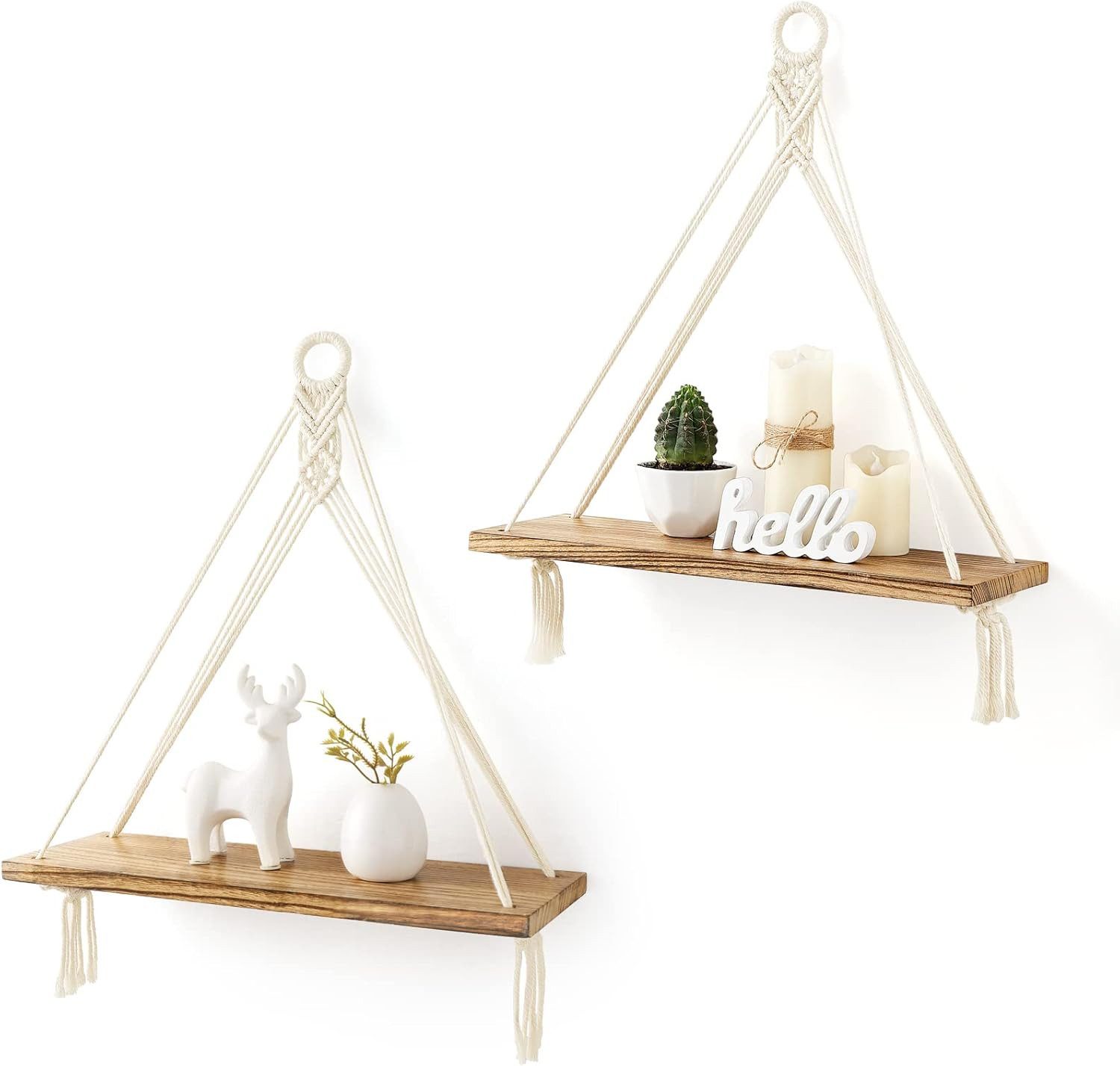 Coonoor Wanddekoobjekt Wandregal, Boho Makramee Holzregal günstig online kaufen