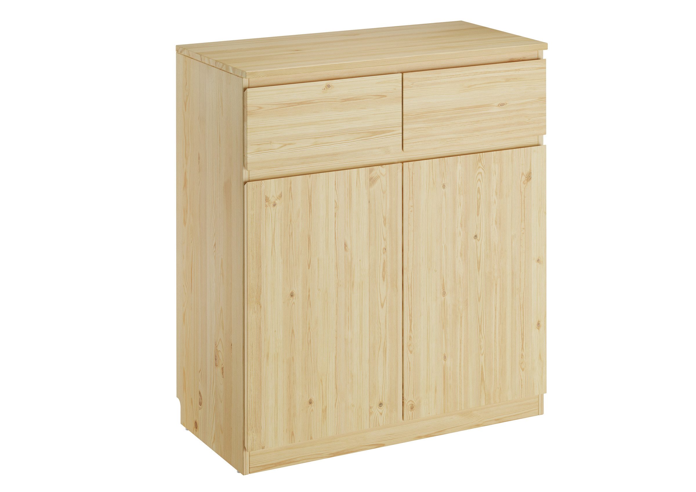 ERST-HOLZ Sideboard Holzkommode Sideboard mit 2 Schubladen und 2 Türen Kiefer Natur, 90.50-21 - Sideboard Kiefer natur2 Schubladen und 2 Türen