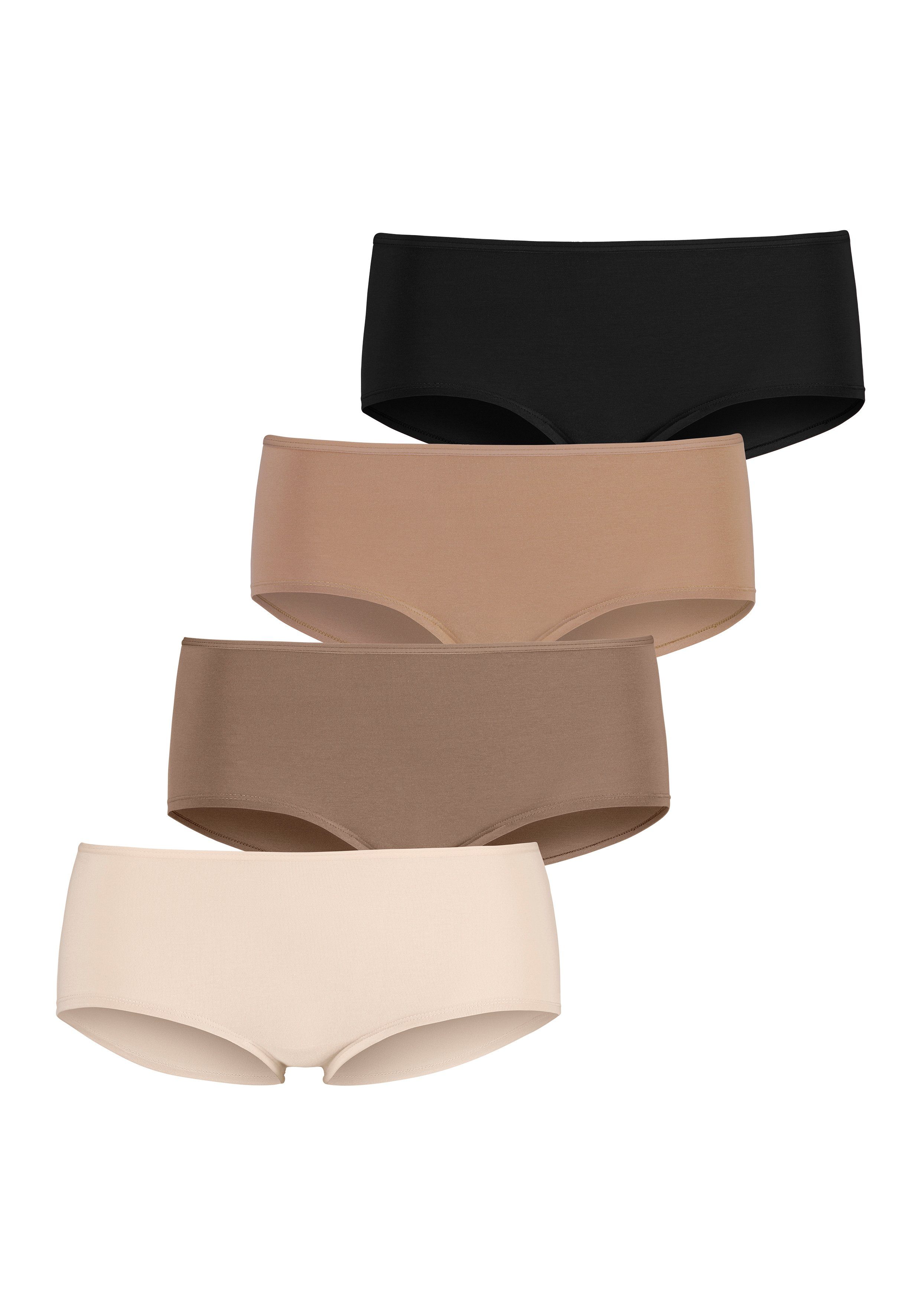 LASCANA Hipster (Packung, 4-St) aus elastischer Baumwolle champagner, nougat, beige, schwarz | Hipster-Panties