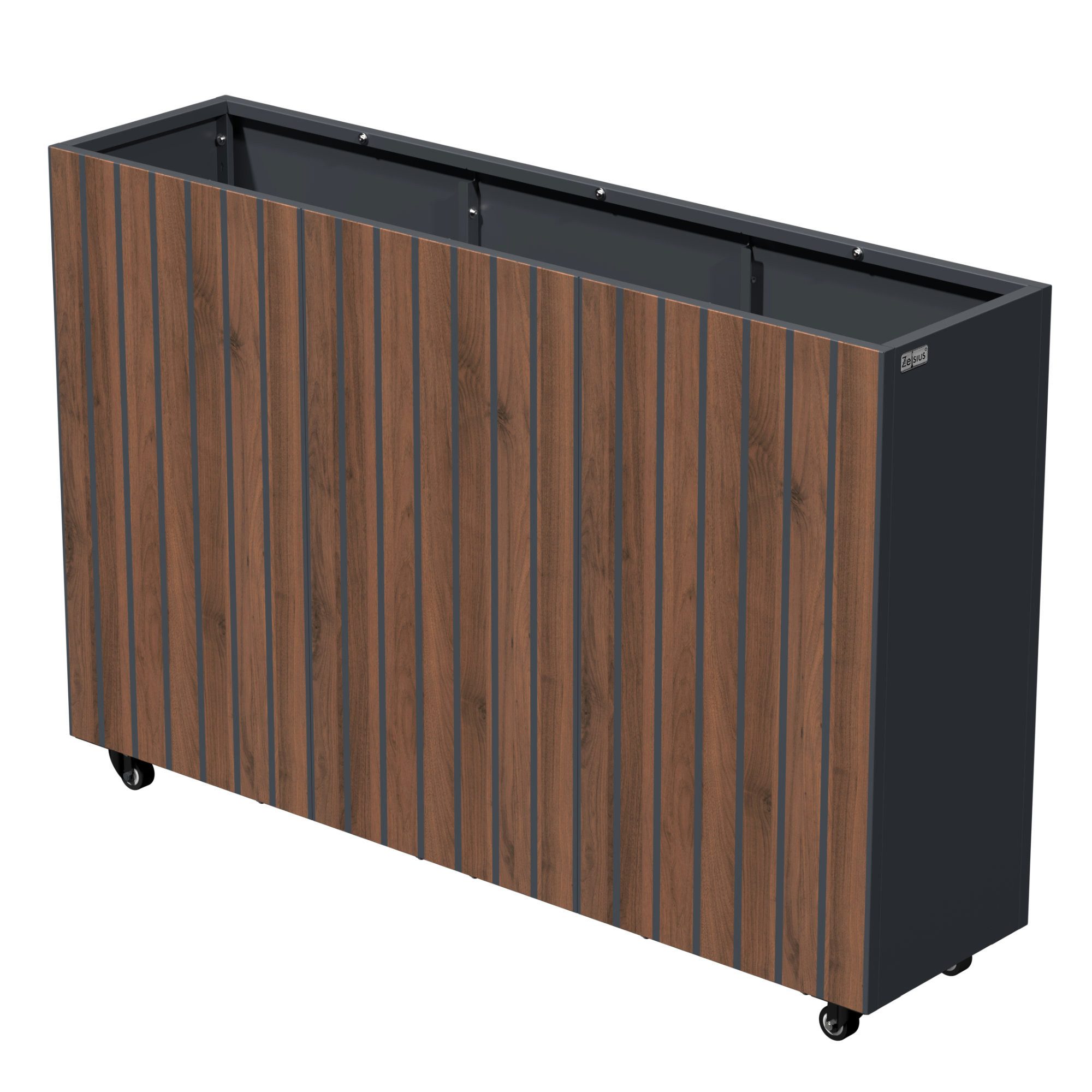Zelsius Hochbeet Hochbeet für Garten mit Rollen Anthrazit RAL 7016, 120 x 30 cm