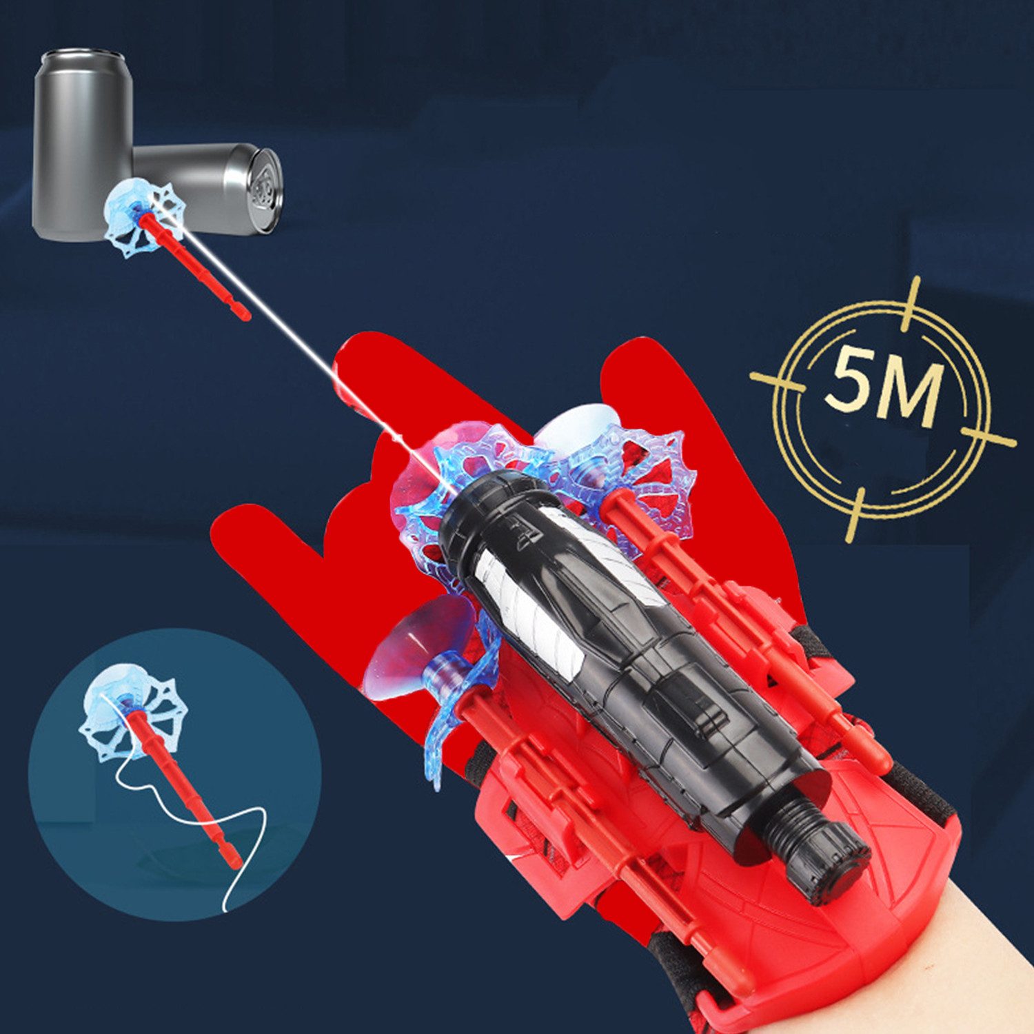 KINSI Blaster Spider-Man-Werfer, Mit 3 Spinnennetz Darts, Spielzeug für draußen