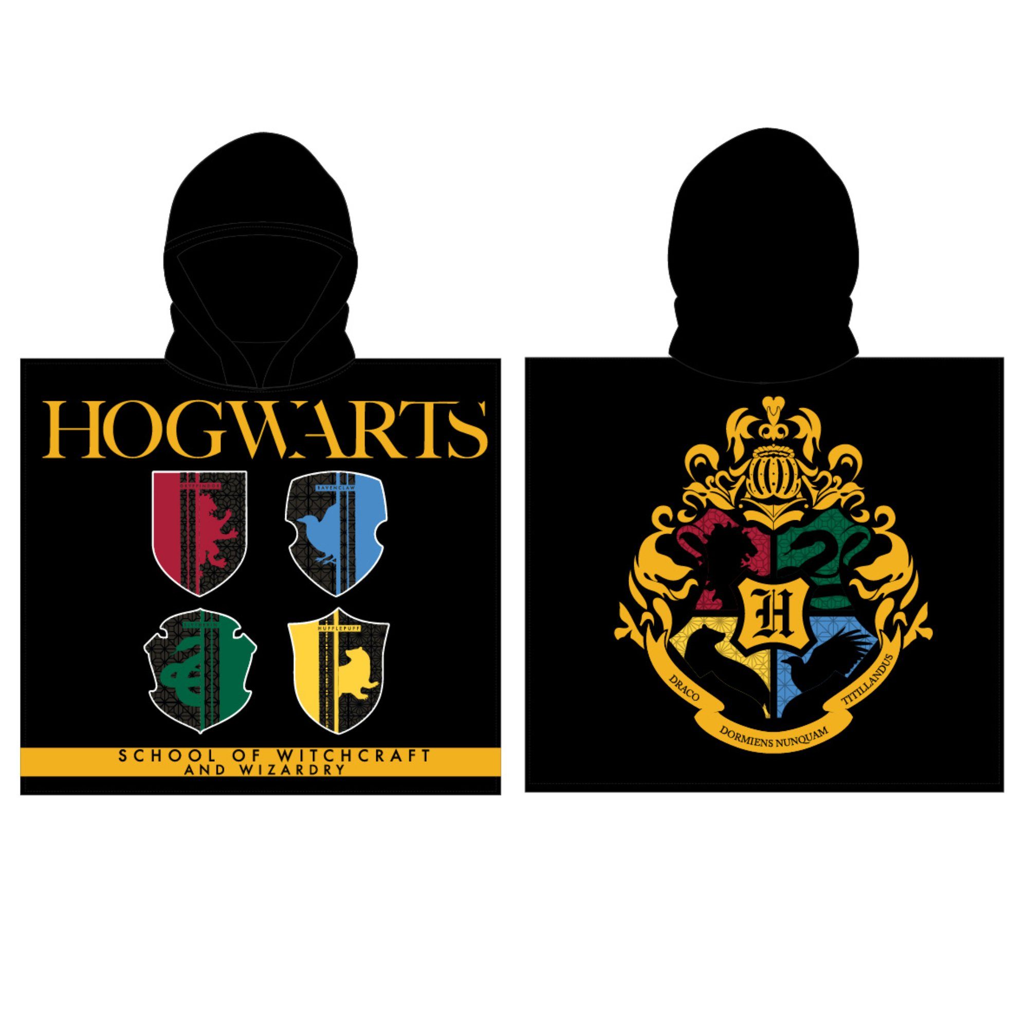 Harry Harry Poncho, Hogwarts Potter Kapuze, 55x110 Potter Gr. cm Kinder Badeponcho Mikrofaser,
