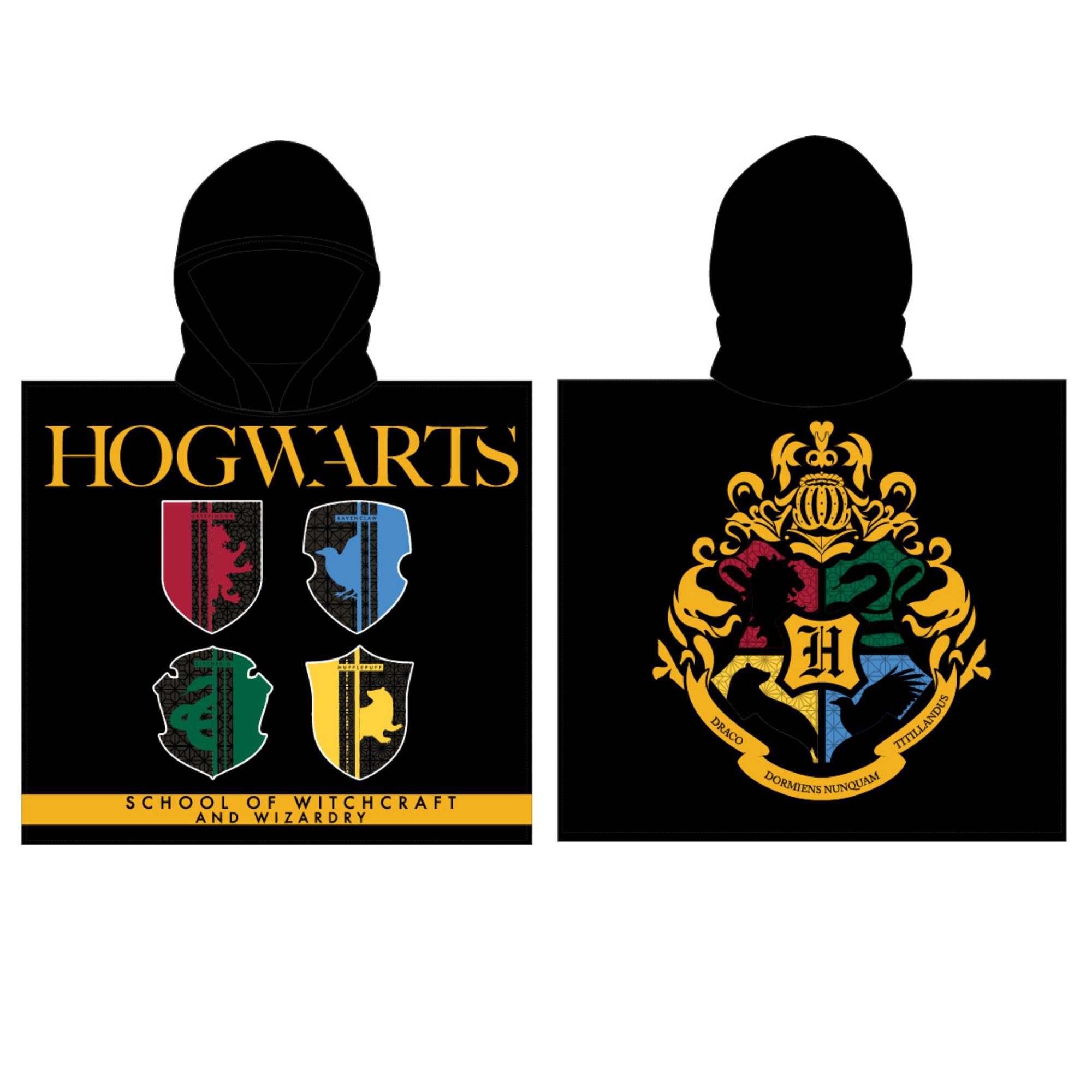 Harry Potter Badeponcho Harry Potter Hogwarts Kinder Poncho, Mikrofaser, Kapuze, Gr. 55x110 cm