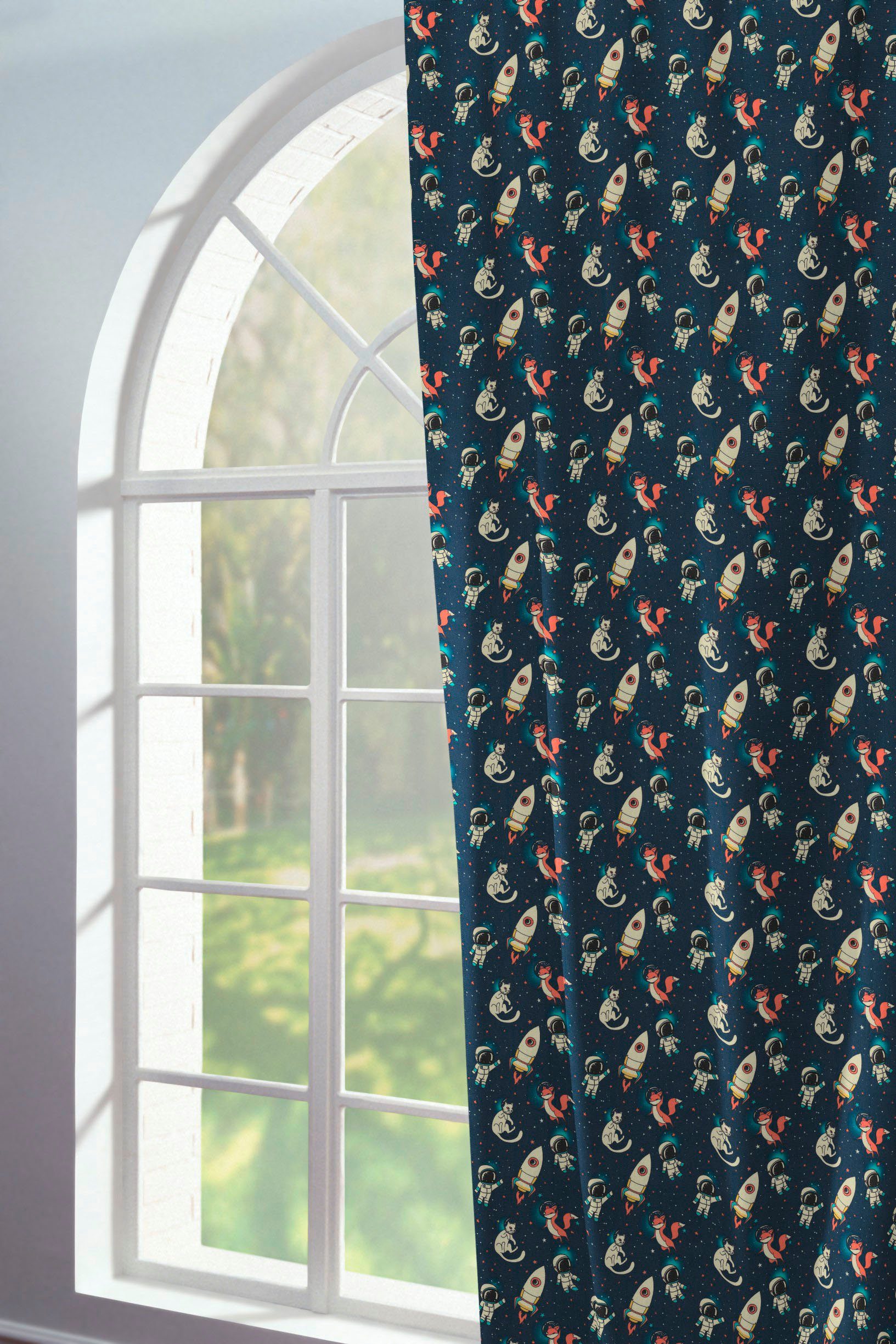 Adam Vorhang Space (1 St), Kräuselband, blickdicht, Jacquard, aus 100% Bio-Baumwolle