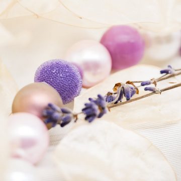 Feliss Perlenkette Flieder, 45 cm lang, Kette für Damen, Made in Germany, mit Glas- und Keramik, Unikat, Statement Kette