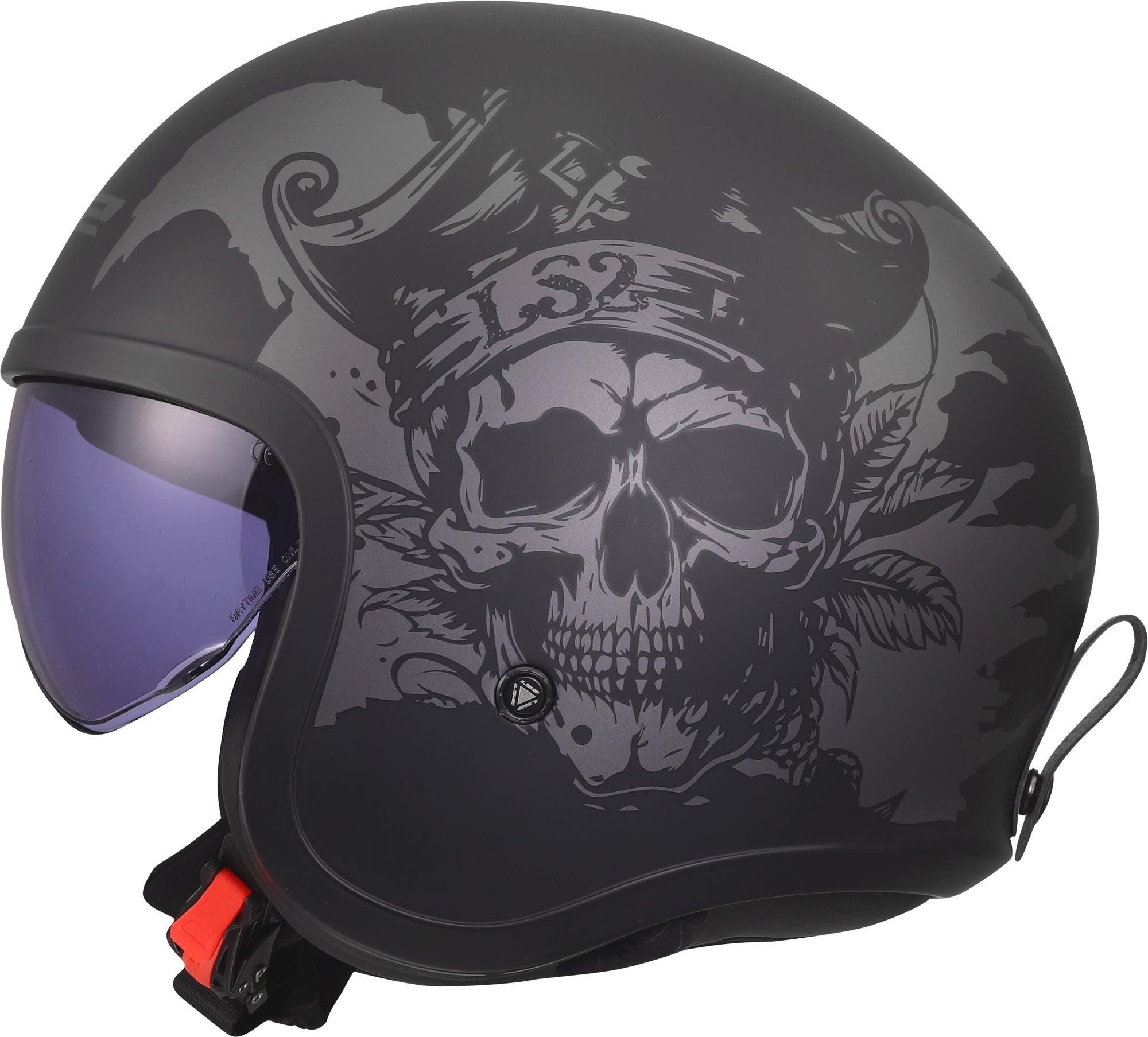 LS2 Motorradhelm OF599 Spitfire II Willy Jethelm, Atmungsaktiv, Ratschenverschluss, ECE 22.06
