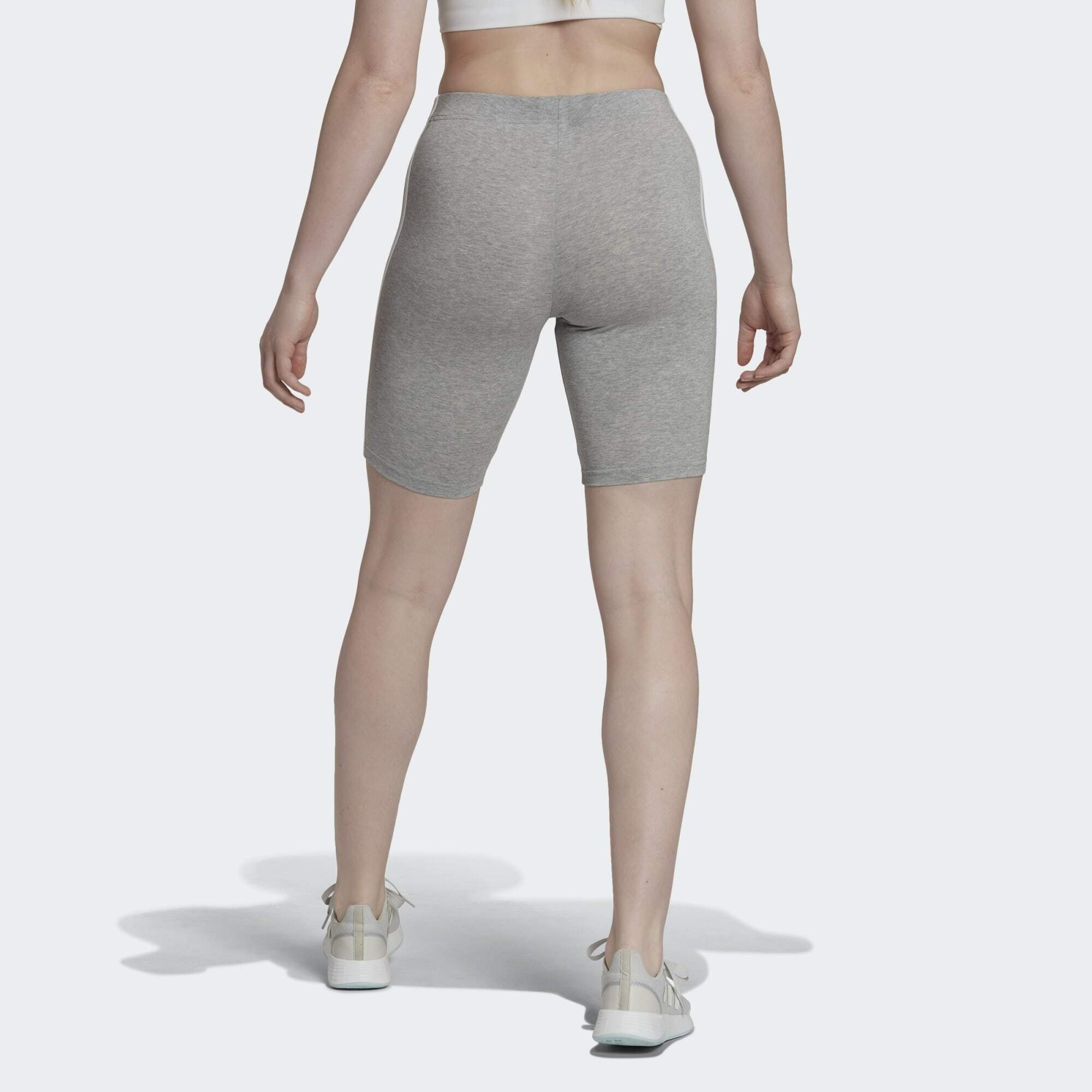 adidas 3-STREIFEN TIGHT White KURZE Heather / Sportswear Leggings Medium ESSENTIALS Grey