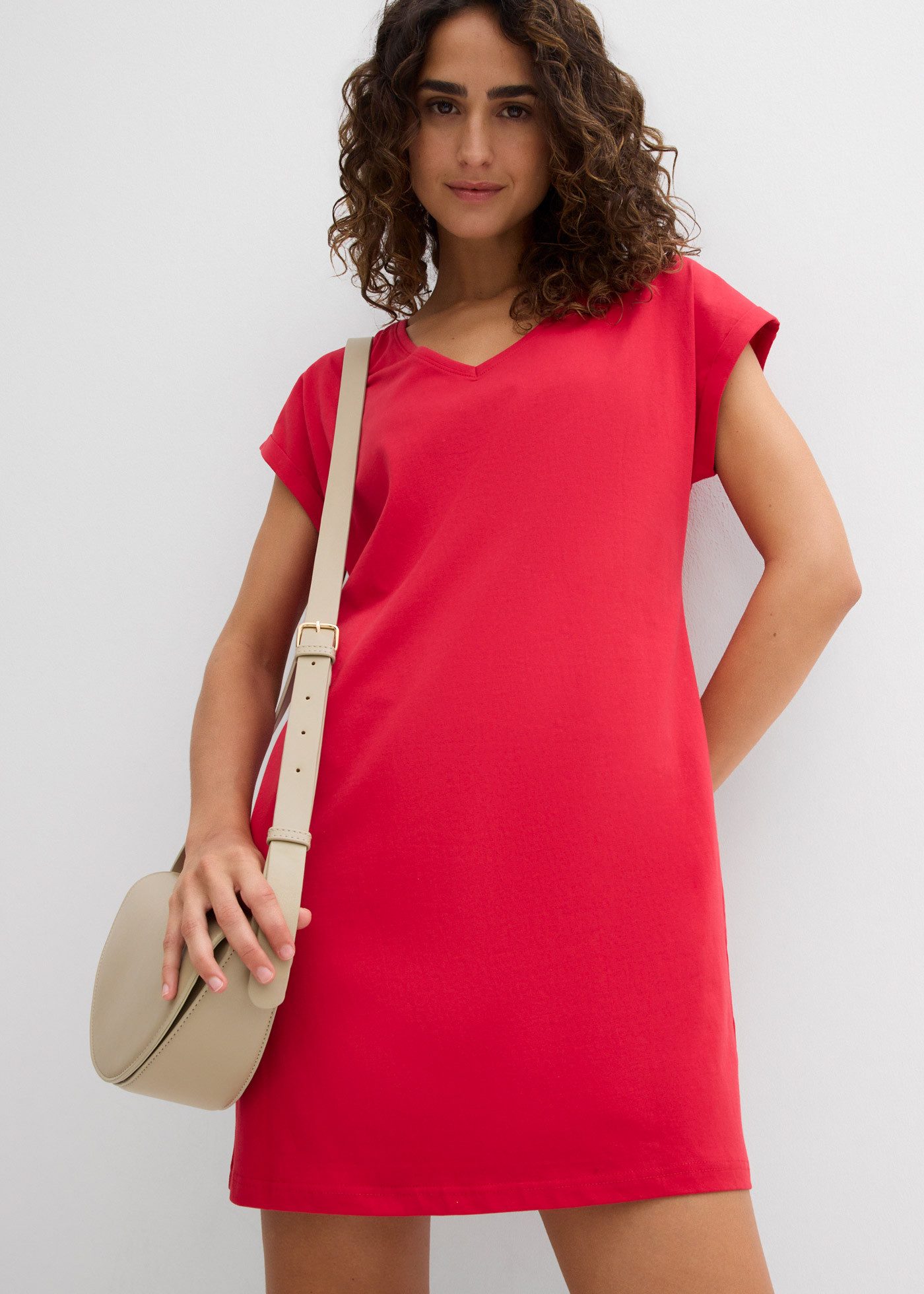 bonprix Shirtkleid (Packung, 2-tlg) für Frühling und Sommer, aus reiner Baumwolle, lockerer Schnitt