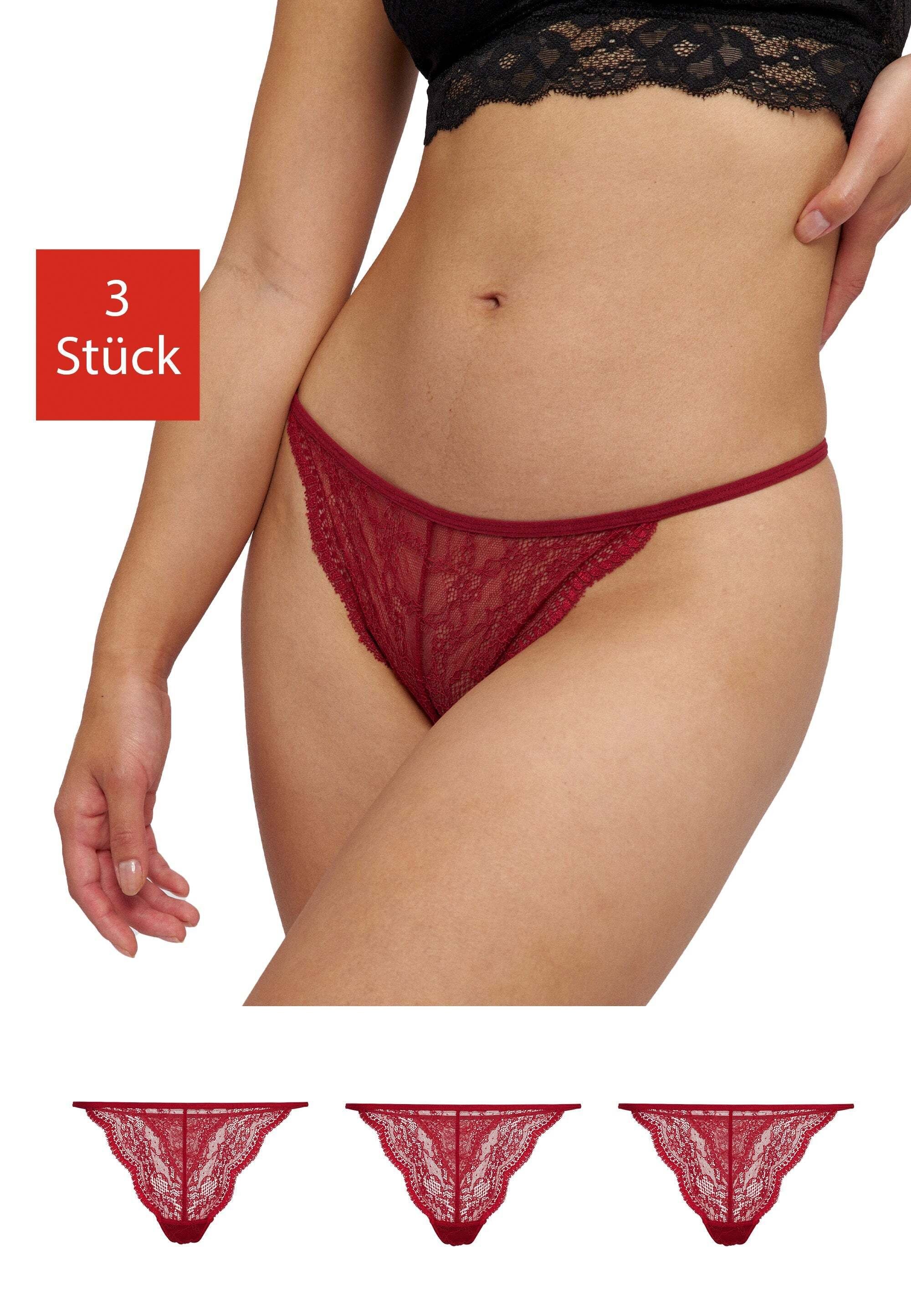 Spitze G-String aus Spitze SNOCKS aus Stringtanga Bio-Baumwollzwickel hochwertiger (3-St) mit