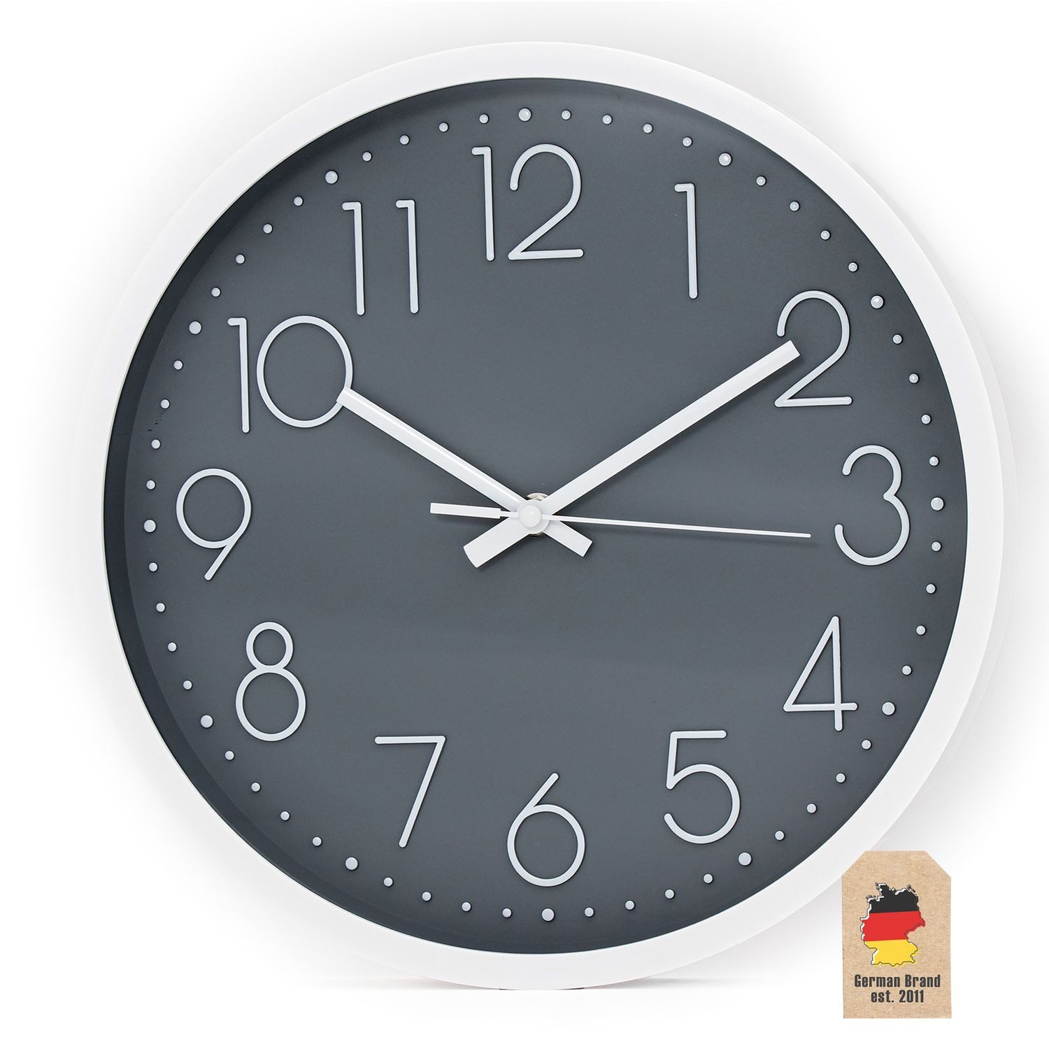 Intirilife Wanduhr (Wanduhr lautlos, ohne Tickgeräusche klassiche moderene Quarzuhr)
