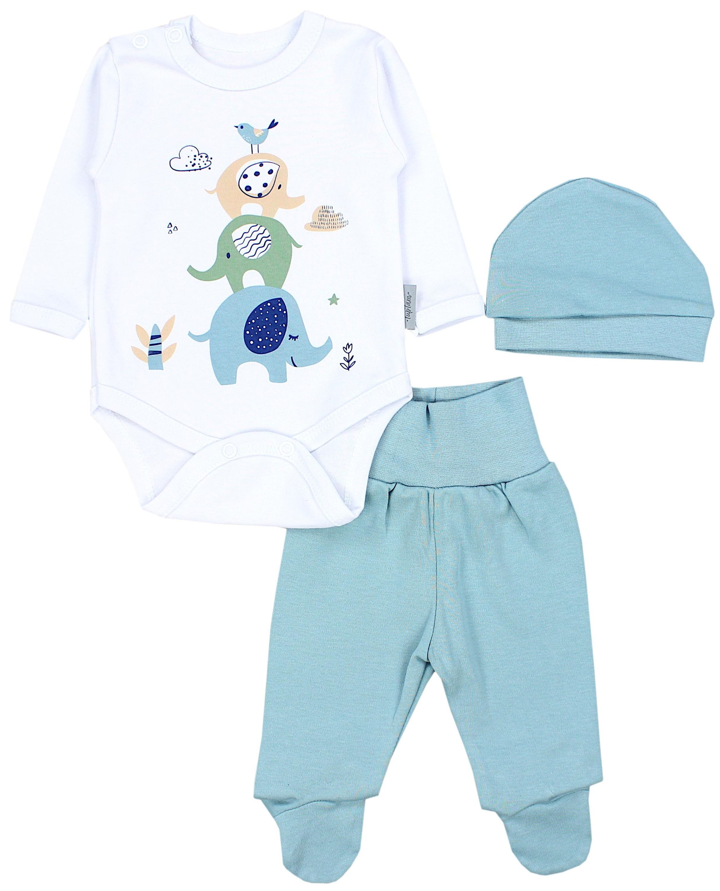TupTam Langarmbody Baby Mädchen Jungen Bekleidungsset Langarmbody Hose Mütze mit Spruch