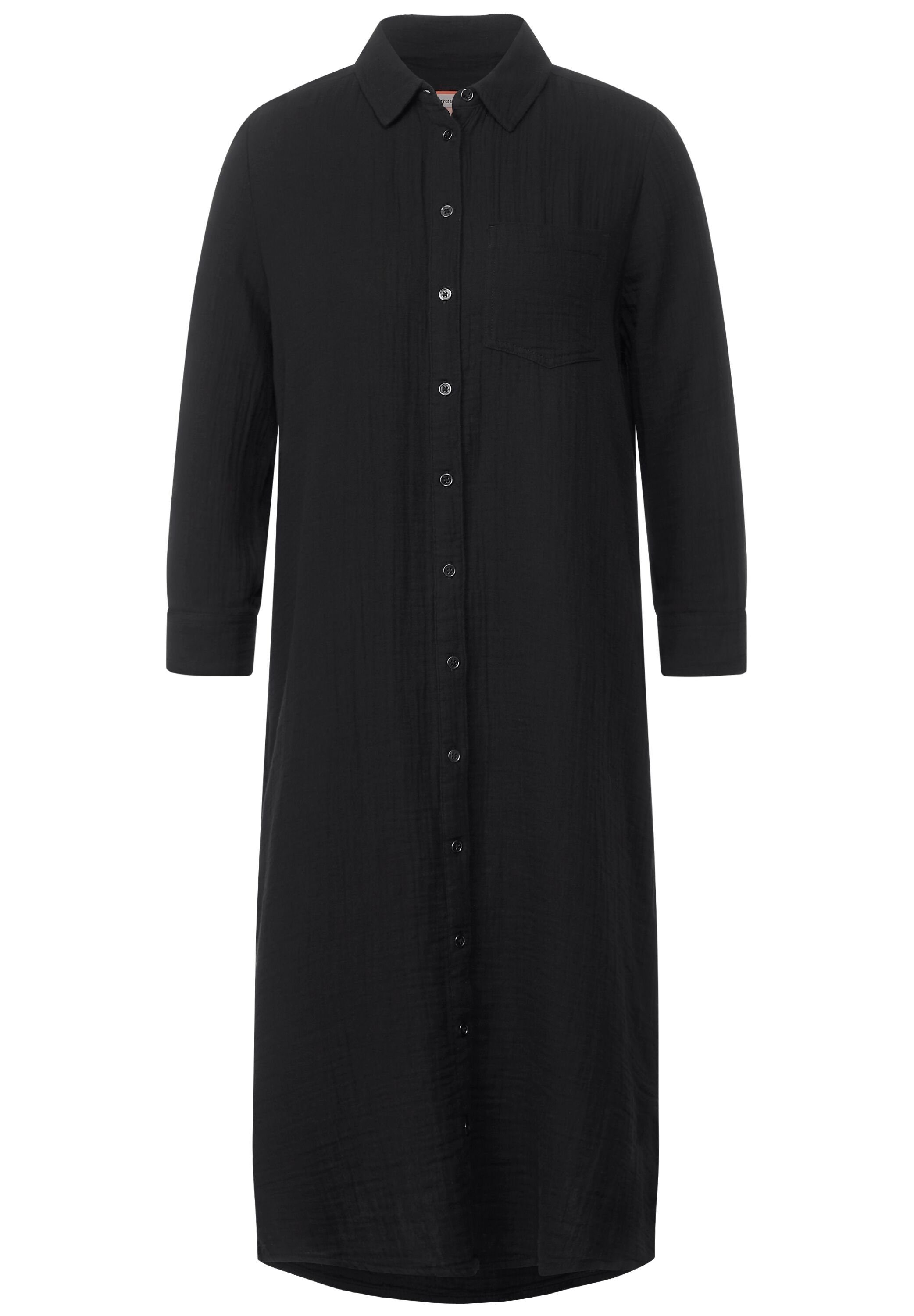 Shirtkleid mit (1-tlg) Black Vorhanden Knopfleiste Street STREET in ONE One Blusenkleid Nicht
